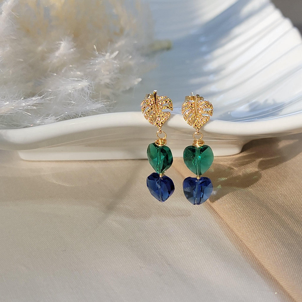 Heart drops earrings, Minimalistic earring, Delicate earrings, Huggie Dainty earrings, Christmas-daughter, For-mom-gifte, Christma gift