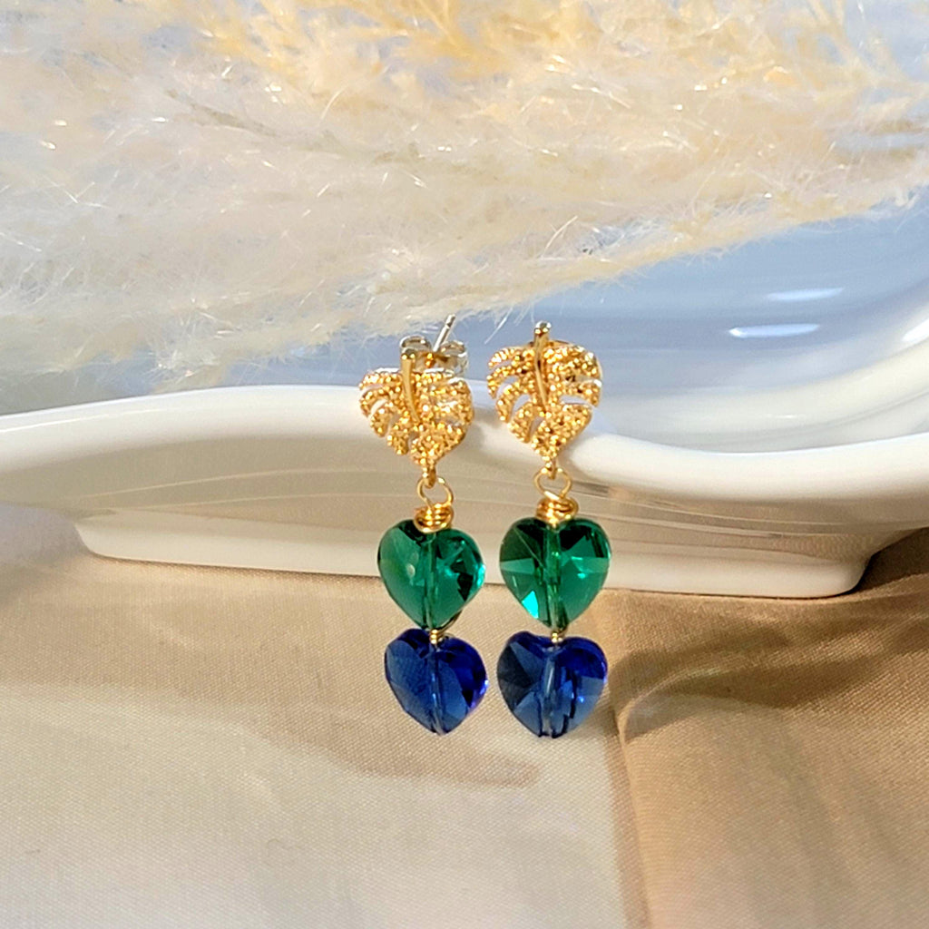 Heart drops earrings, Minimalistic earring, Delicate earrings, Huggie Dainty earrings, Christmas-daughter, For-mom-gifte, Christma gift