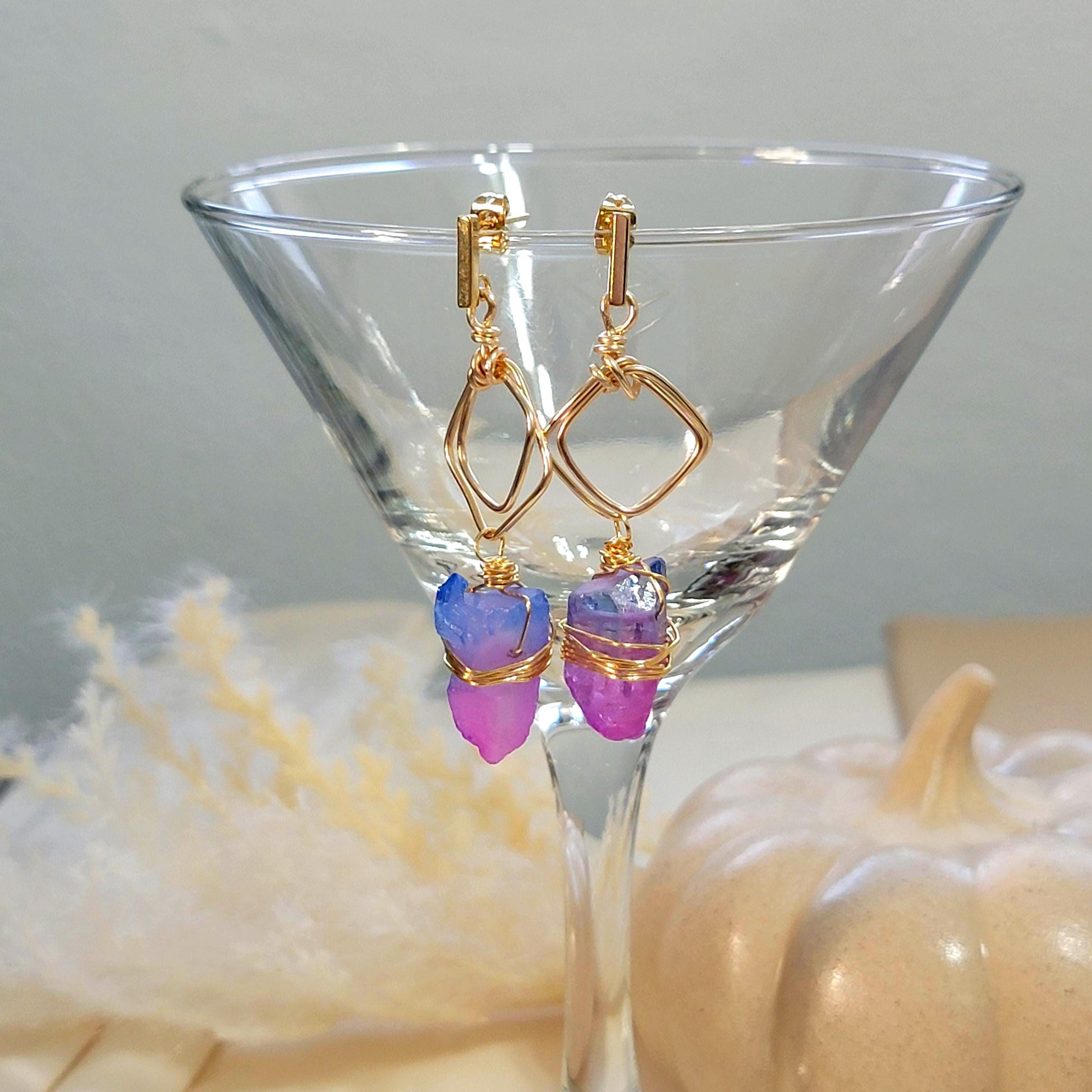 Raw Crystal Hoops Gold Earrings, Crystal Hoop Earrings, Charm Earrings, Quartz hoop earrings, Raw Stone Hoops, Gift For- Her, Gift-For Women