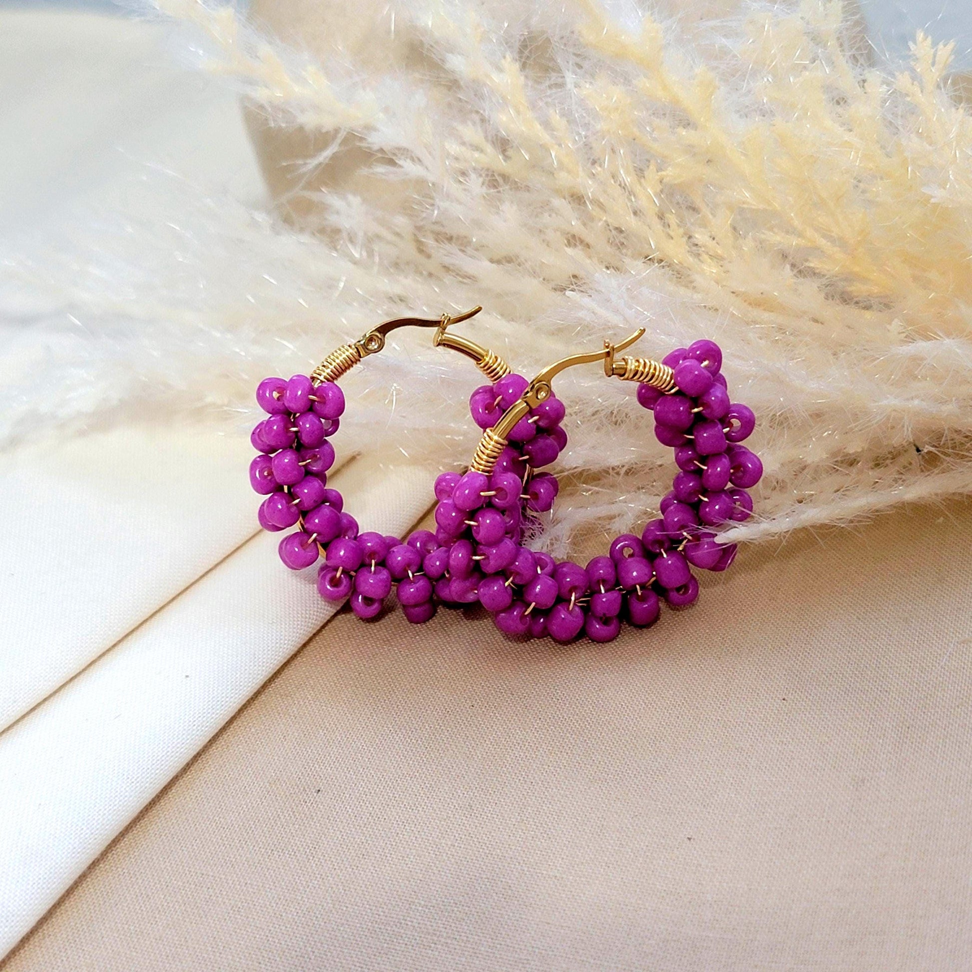 Pink Earring Hoops, Dainty hoop earrings, Thick hoop earrings, Chunky hoop earrings, gold hoop earrings, Christmas  gifte, Mama gifte
