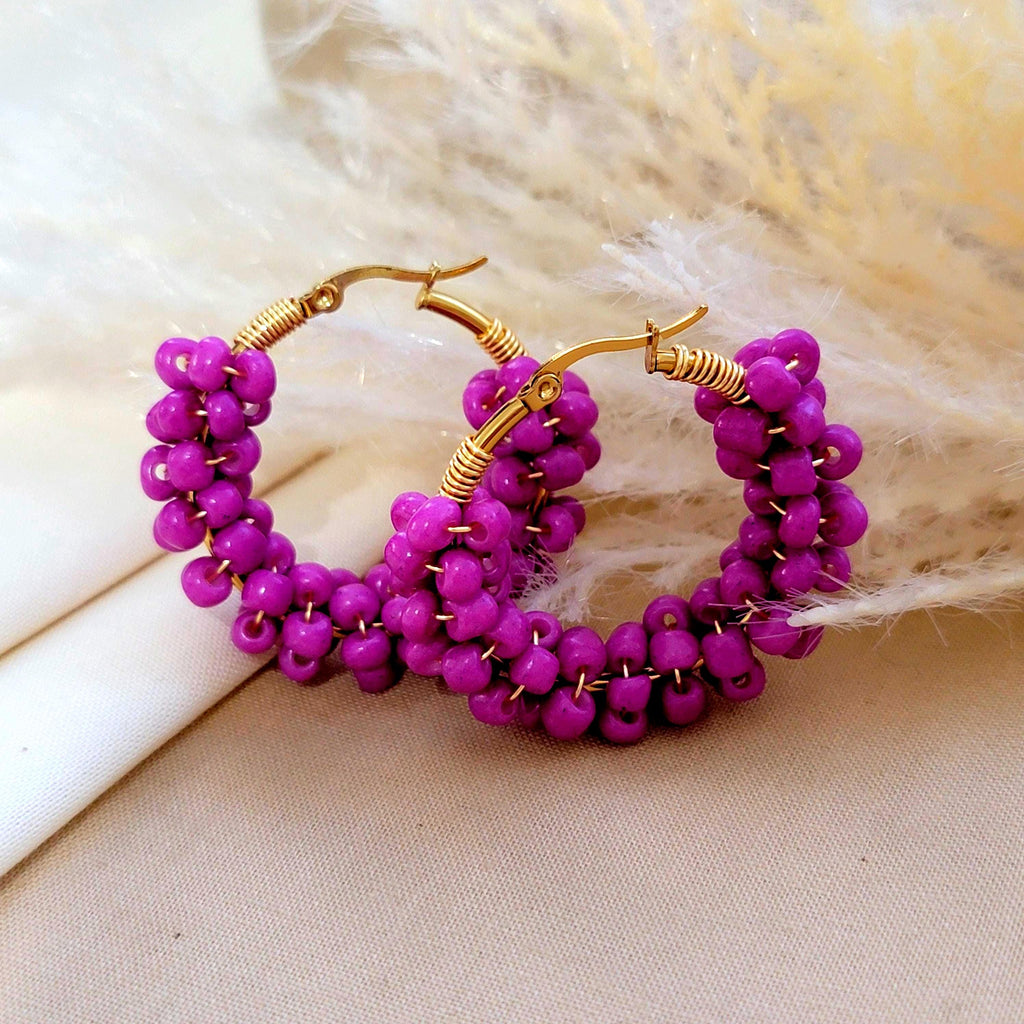 Pink Earring Hoops, Dainty hoop earrings, Thick hoop earrings, Chunky hoop earrings, gold hoop earrings, Christmas  gifte, Mama gifte