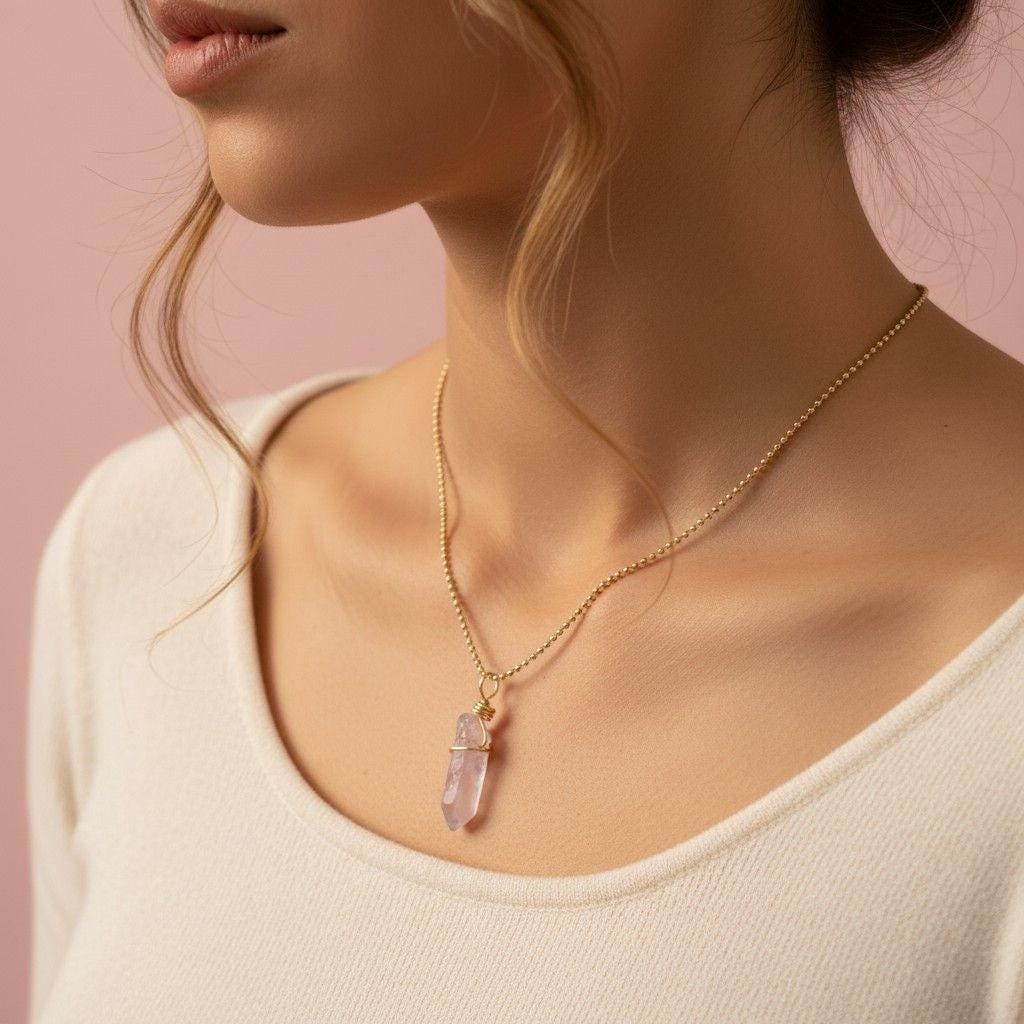 Raw Crystal necklace, Thin necklace chain, Dainty crystal necklace, Necklaces minimalistic, Motherly gifted, Gifts for-her, Christma gift