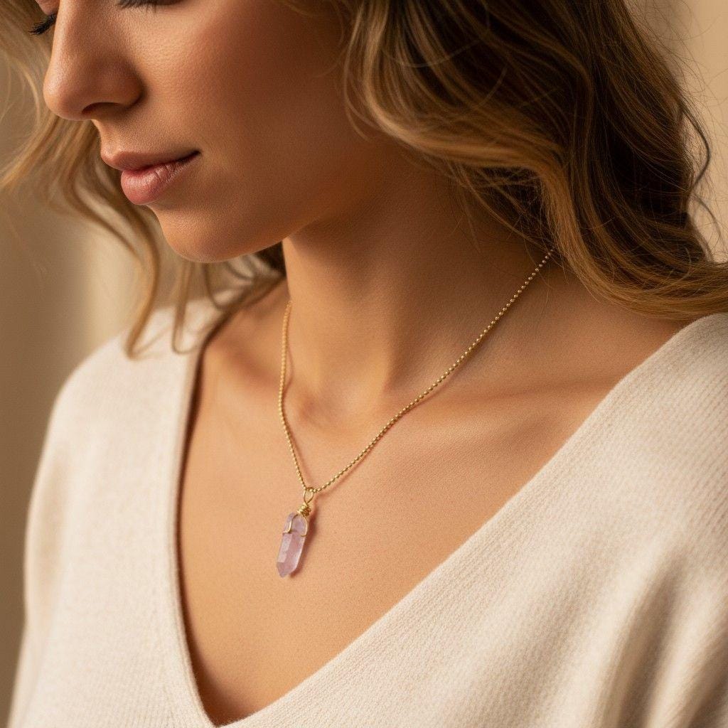 Raw Crystal necklace, Thin necklace chain, Dainty crystal necklace, Necklaces minimalistic, Motherly gifted, Gifts for-her, Christma gift