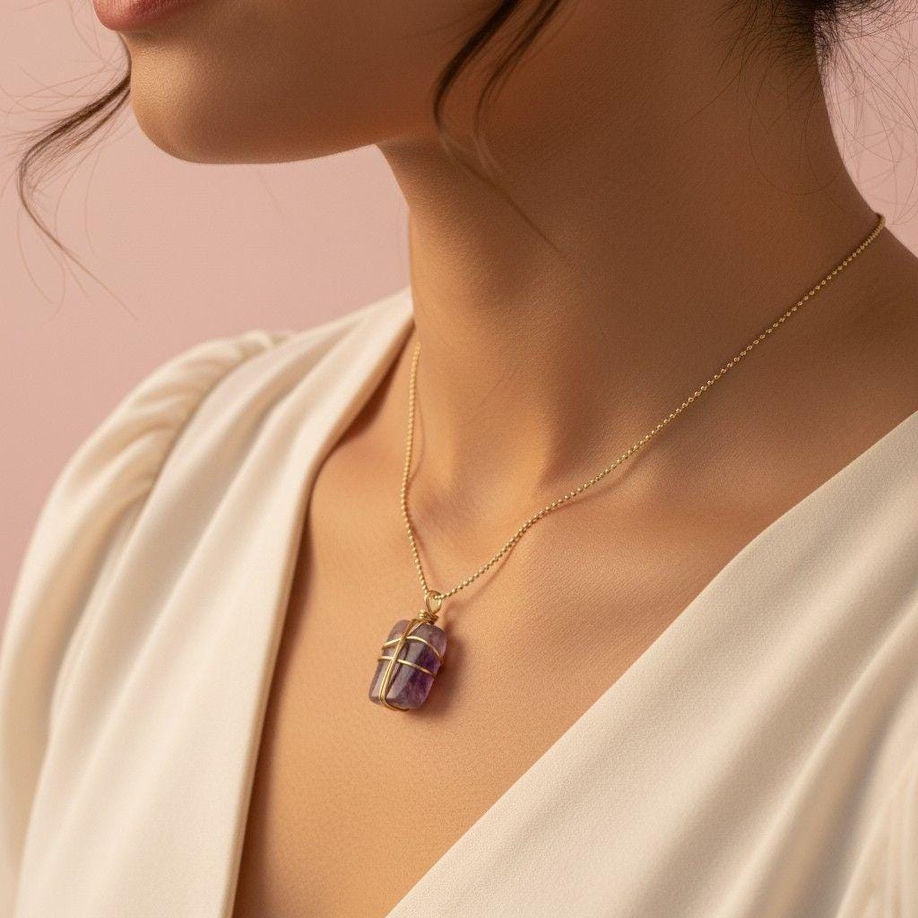 Amethyst Necklace, Dainty thin necklace, Thin gold necklace, Necklaces minimalistic, Motherly gifted, Christmas  giftful, Gifts for-her