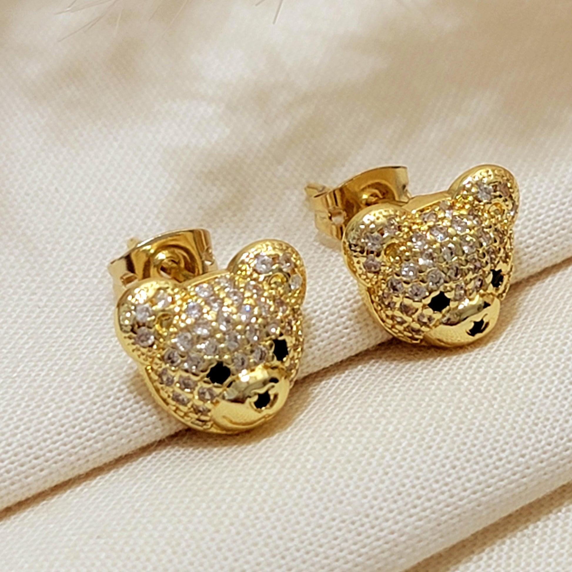 Bear Stud Earrings, Dainty earrings, Minimalists earrings, Tiny gold earrings, Minimalistic Earrings, Gifts for-her, Wife gift, for-women