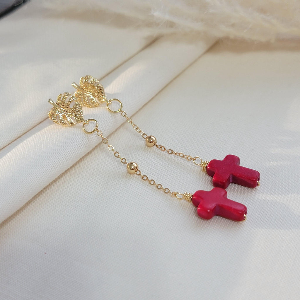 Dainty gold earrings, Dainty Earrings Chain, Thread chain Cross earrings, Earrings-chains, Minimalistic earrings, Earrings Threaders,