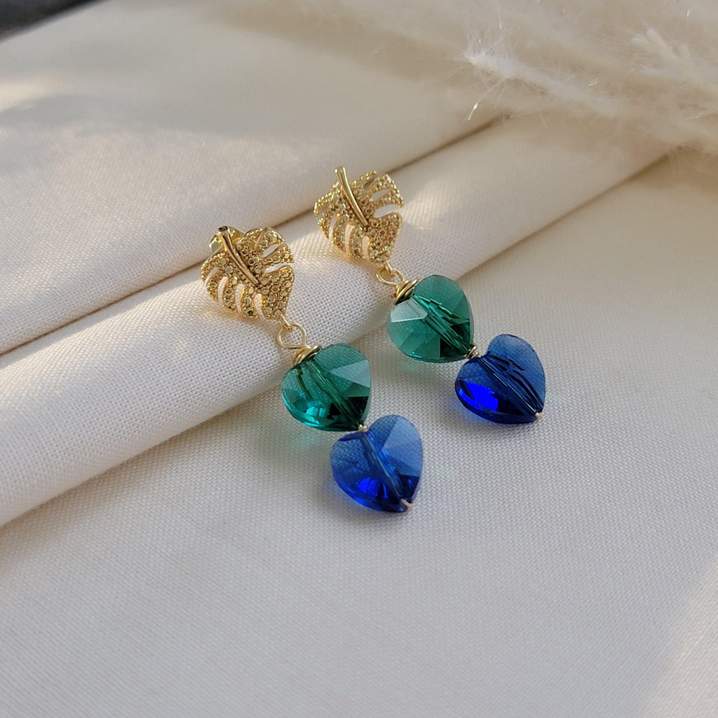 Heart drops earrings, Minimalistic earring, Delicate earrings, Huggie Dainty earrings, Christmas-daughter, For-mom-gifte, Christma gift