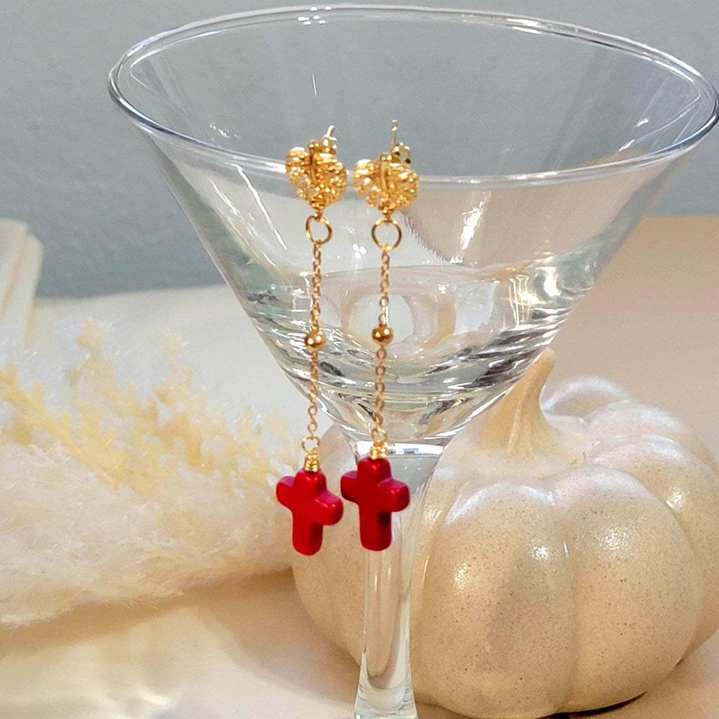 Dainty gold earrings, Dainty Earrings Chain, Thread chain Cross earrings, Earrings-chains, Minimalistic earrings, Earrings Threaders,