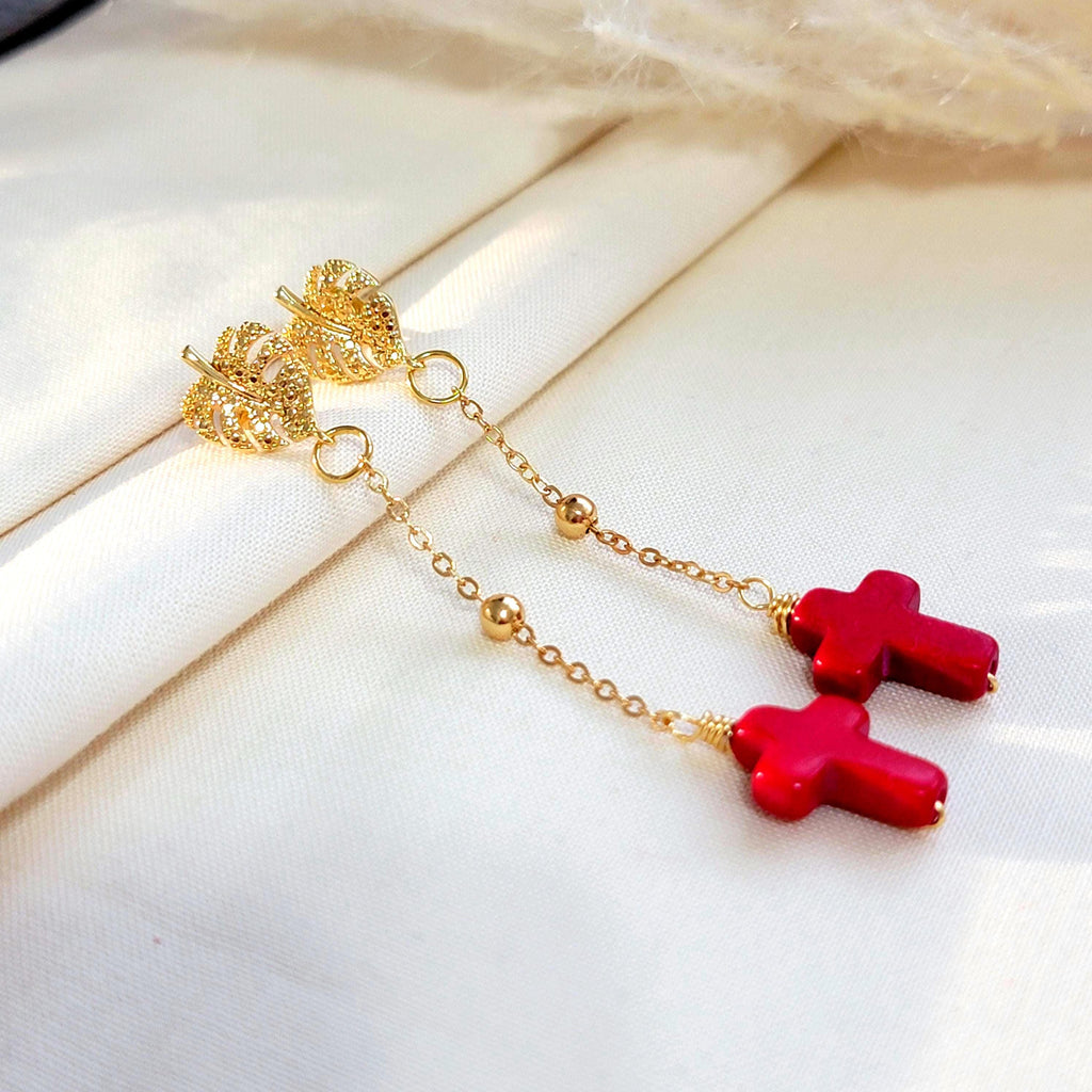 Dainty gold earrings, Dainty Earrings Chain, Thread chain Cross earrings, Earrings-chains, Minimalistic earrings, Earrings Threaders,