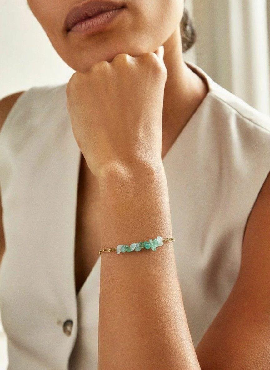 Personalize Gold Birthstone Bracelet, Custom Minimalist bracelet, Stoned bracelets, Dainty multi charm Chunky bracelet, Christma gift