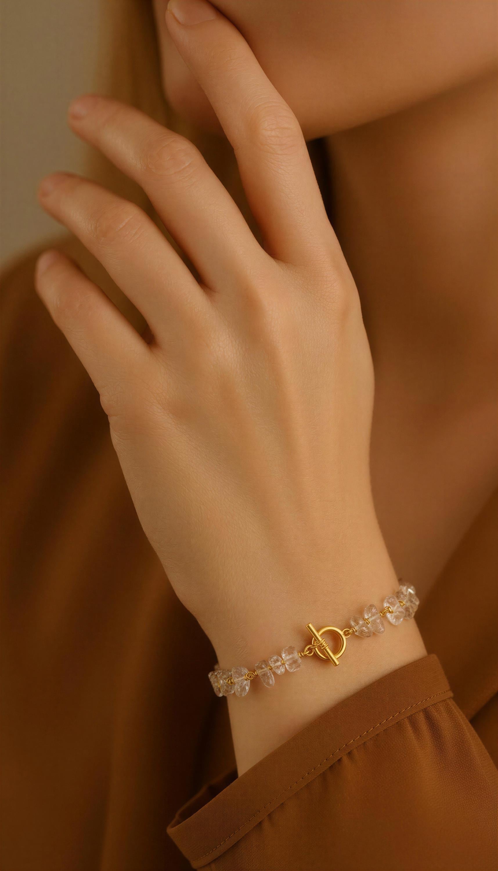 Clear Quartz Bracelet, Gold Bracelet Dainty, Gifted bracelet, Customized bracelet, Stone-bracelet, Minimalist bracelet, Delicate bracelet