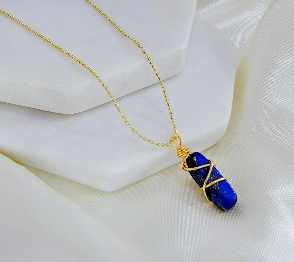 Lapis Lazuli Necklace, Minimaliste necklace, Gemstone necklace chain, Dainty necklaces, Gold necklaces dainty, Gift-necklace, giftful moms
