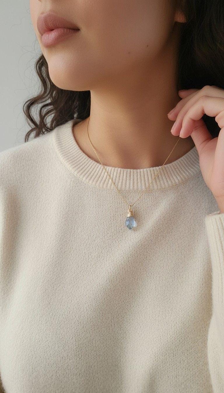 Dainty Crystal necklace, Teardrops necklace, 14k Gold filled chain, Layering Necklace, Minimalist Necklaces, Moms necklaces, Gifts for-her