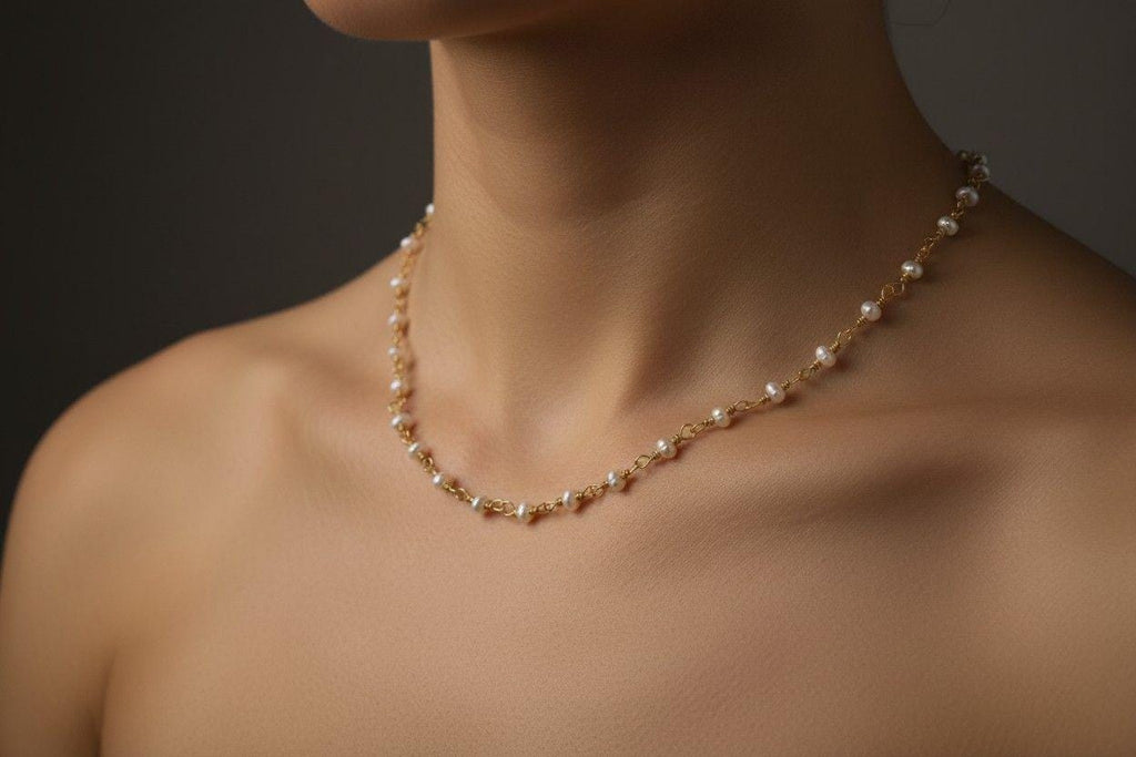 Dainty Real Fresh Water Pearl Necklace Choker, Tiny Pearl Necklace, Minimalist Pearl Necklace, Mothers Pearl Necklace, Bridesmaide Gift