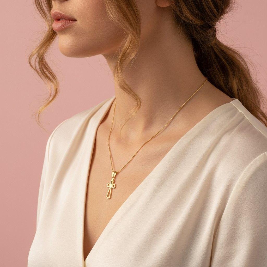 Dainty Cross necklaces, Thin gold necklace, Necklace minimalistic, Chain necklace, Baptism Gift,Cross Jewelry, Communion Cross Necklaces Her
