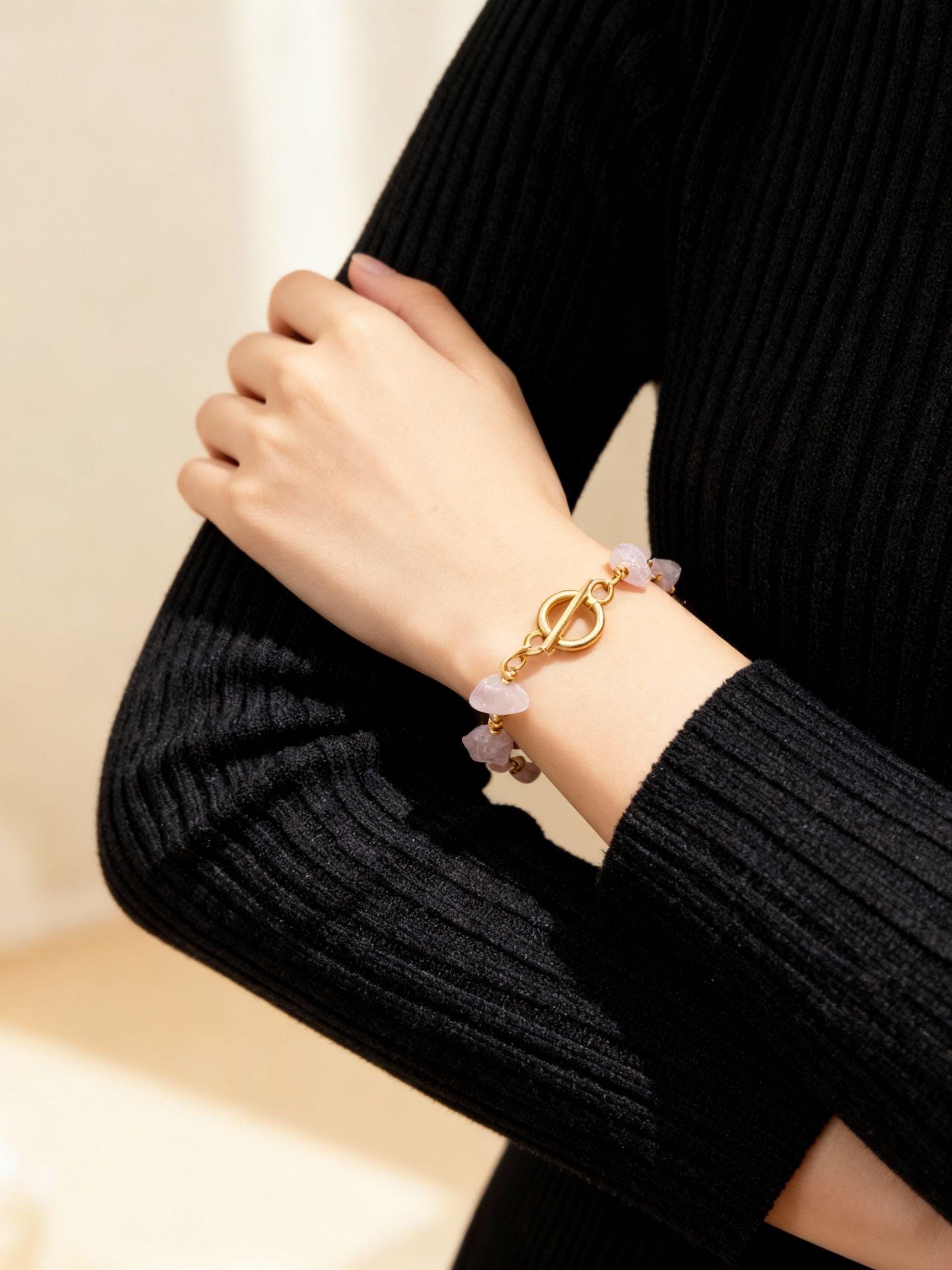 Rose quartz bracelet, Bracelet minimalistic, Dainty bracelet, Love stone bracelet, Calming bracelet, Christmas  gifte, Women's bracelete