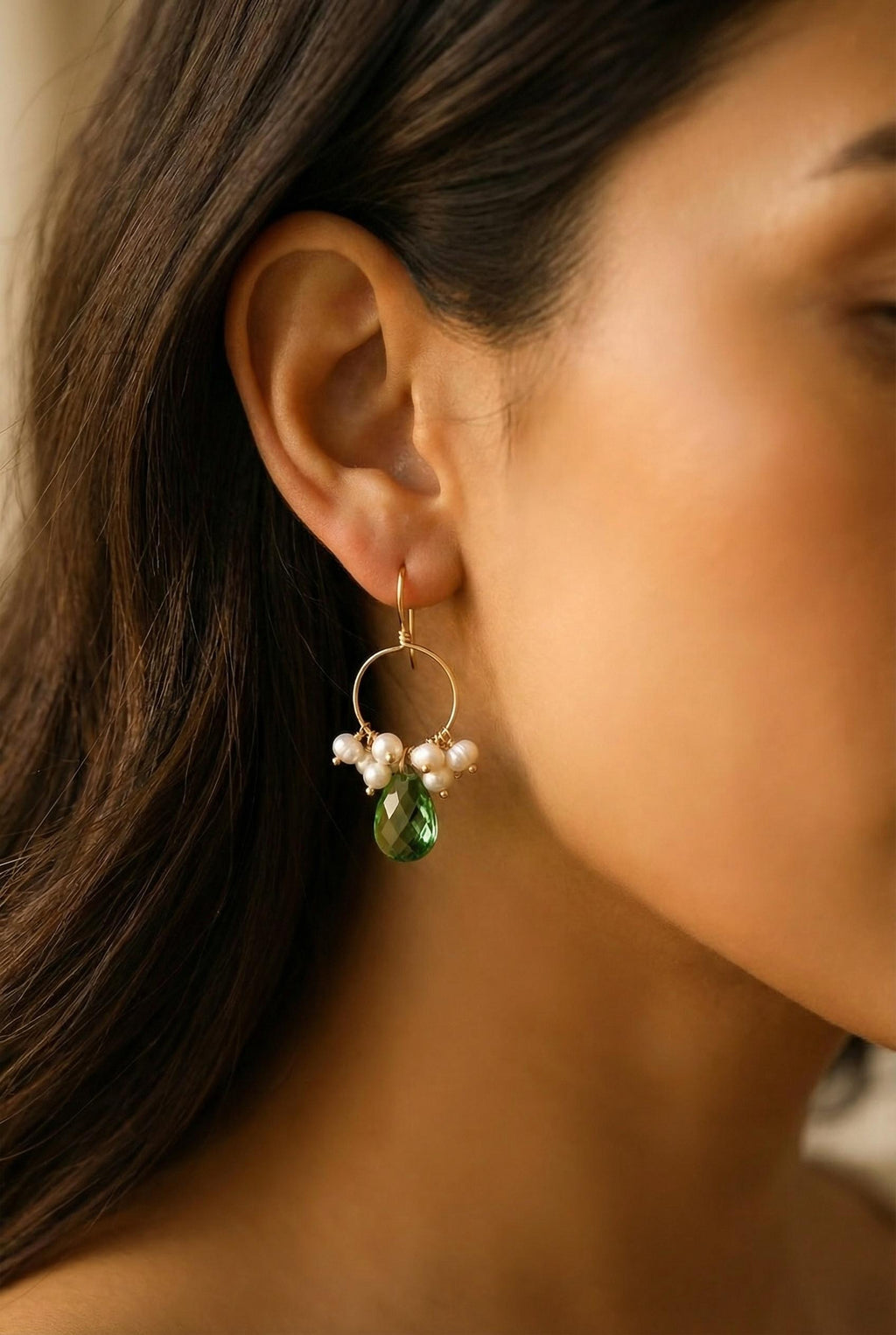 PEARL HOOP EARRINGS, Hoop crystal earrings, Thin hoop earrings, Hoop earrings with charm, Gold filled hoop earrings, Large hoop earrings