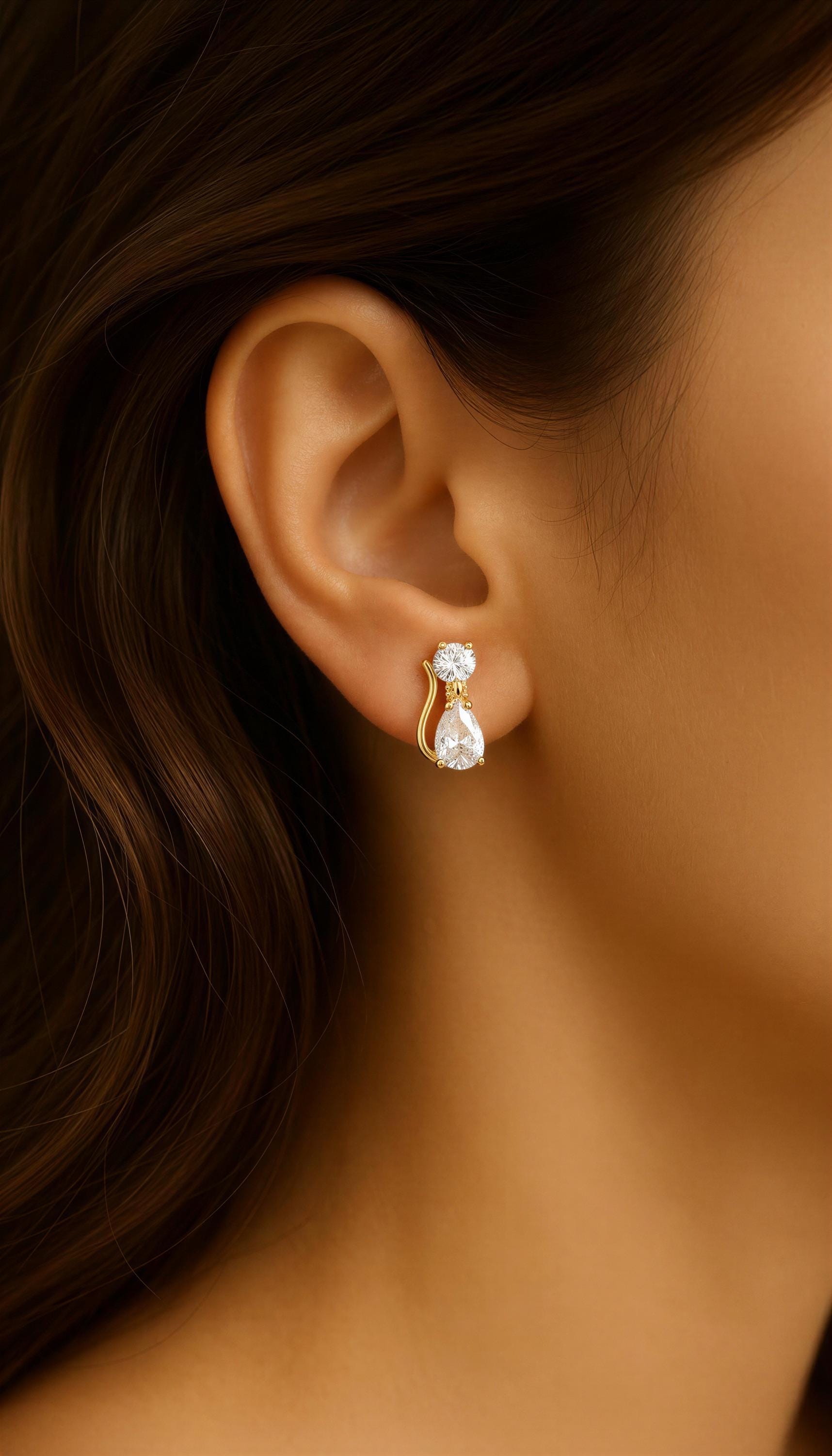 Dainty Cat earrings, Cat-ear, lover gift, Gift for Pet Lovers, Pet Studs, Minimalist Earrings, Motherly gifted, gifts for-her, wife gift