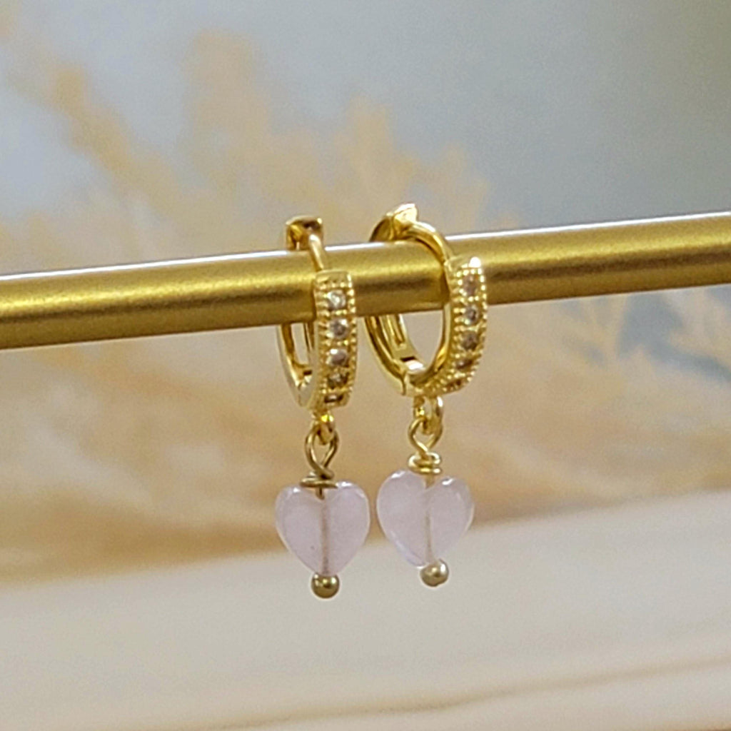 Dainty hoop earrings, Hoop huggies earrings, Minimalistic earrings hoop, Tiny hoop earrings, Birthstone stone earrings, Heart hoop earrings