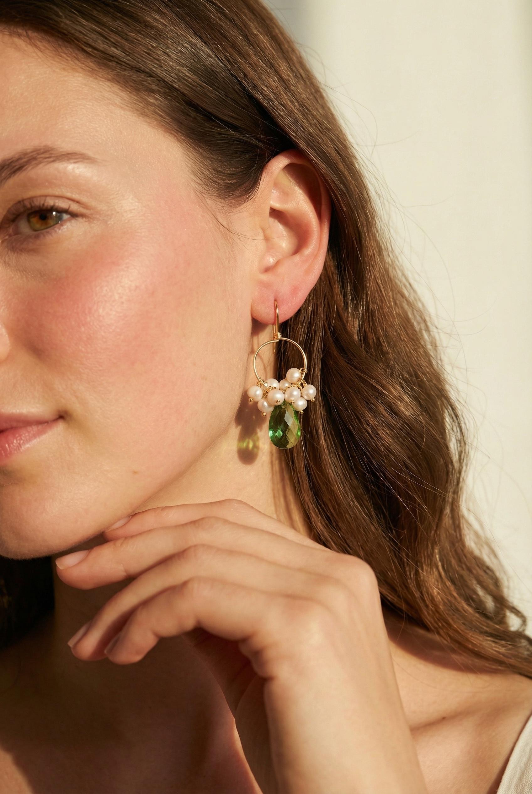 PEARL HOOP EARRINGS, Hoop crystal earrings, Thin hoop earrings, Hoop earrings with charm, Gold filled hoop earrings, Large hoop earrings