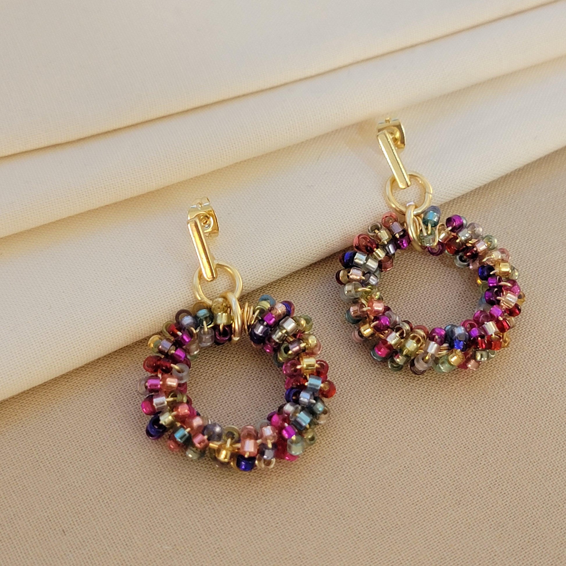 Dainty Hoop Bead Earrings, Bridal Earrings bride, Dropping earrings, Earrings Bridesmaid Gifts, Maid of honor Giftful, Gifts for-her,Wife