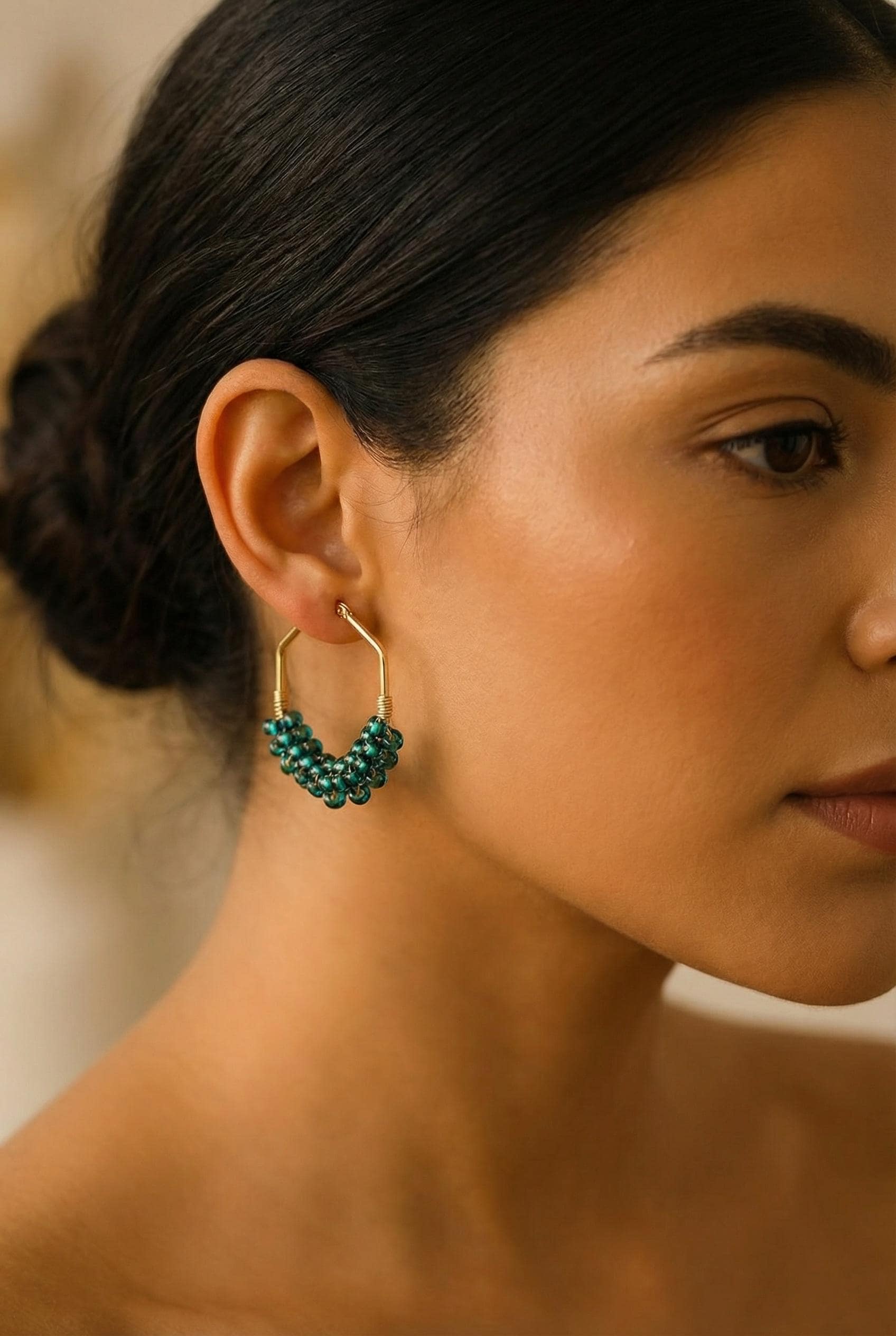 Chunky Hoop Earrings, dainty gold earring, Thick gold hoop earrings, Large Hoops Earrings, Beads earring, Geometric Earrings, Gifte-for-her