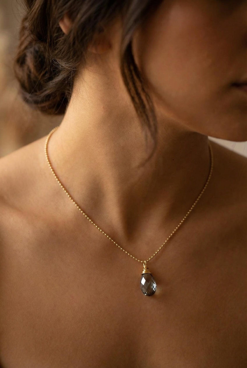 Dainty Teardrop Crystal necklace, Gold filled necklace, Thin Layering necklace chain, Gold chain necklace, minimalist layering,Gifts for-her
