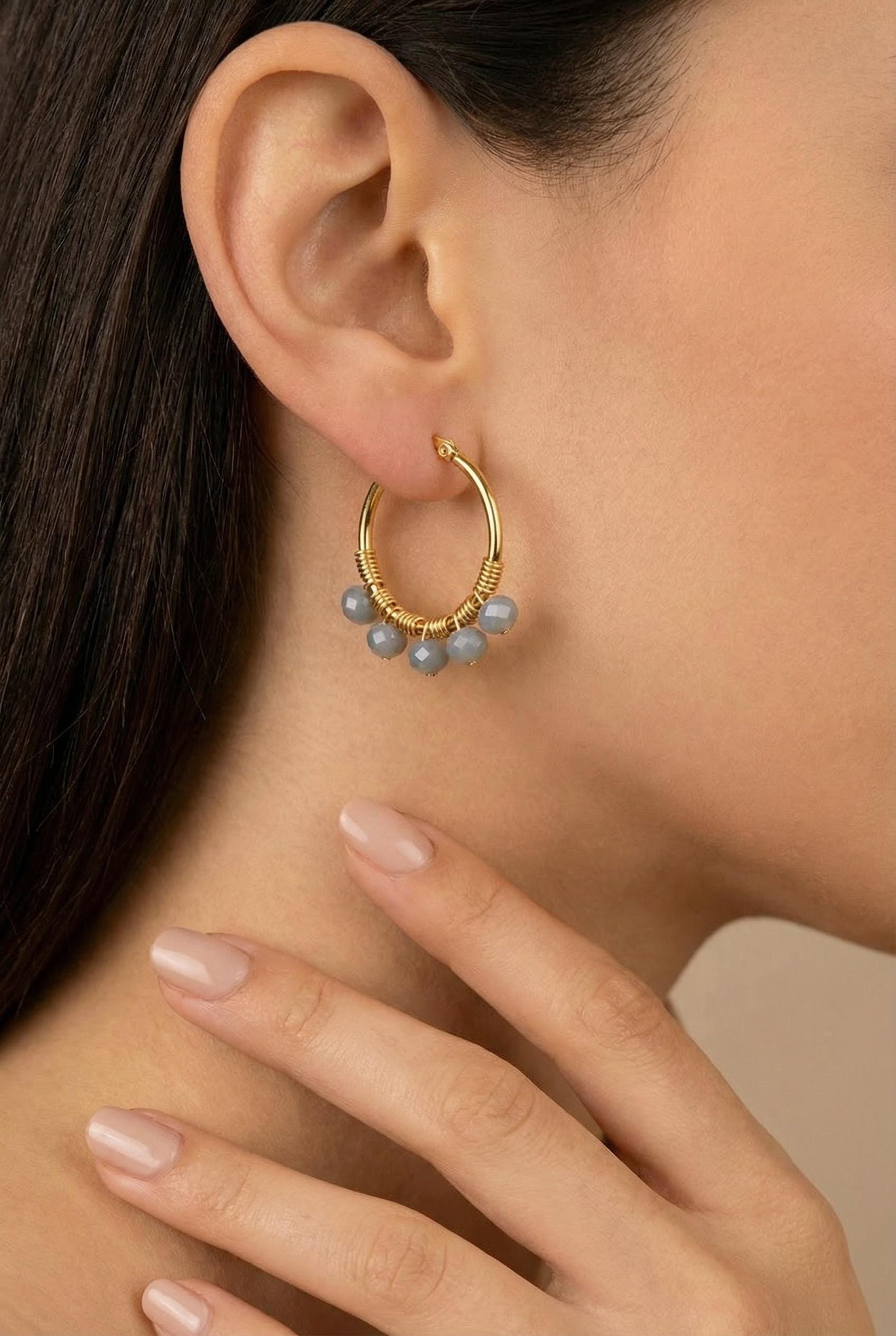 Dainty Hoop Earring, Crystal Earrings Hoops, Gold Hoops earrings, Bridal Earring, Earrings Bridesmaid Gifts, Gifts For-Her, For Mom Gifted