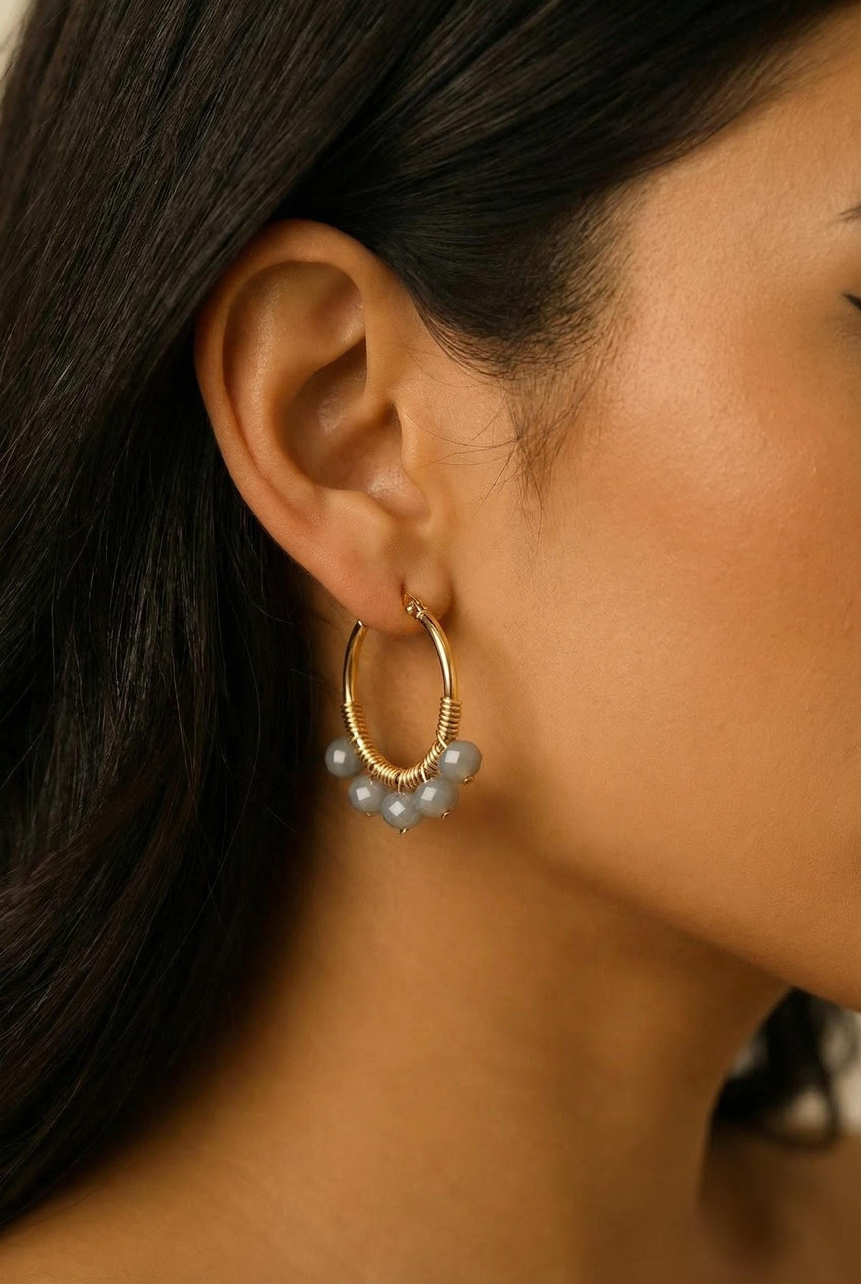 Dainty Hoop Earring, Crystal Earrings Hoops, Gold Hoops earrings, Bridal Earring, Earrings Bridesmaid Gifts, Gifts For-Her, For Mom Gifted