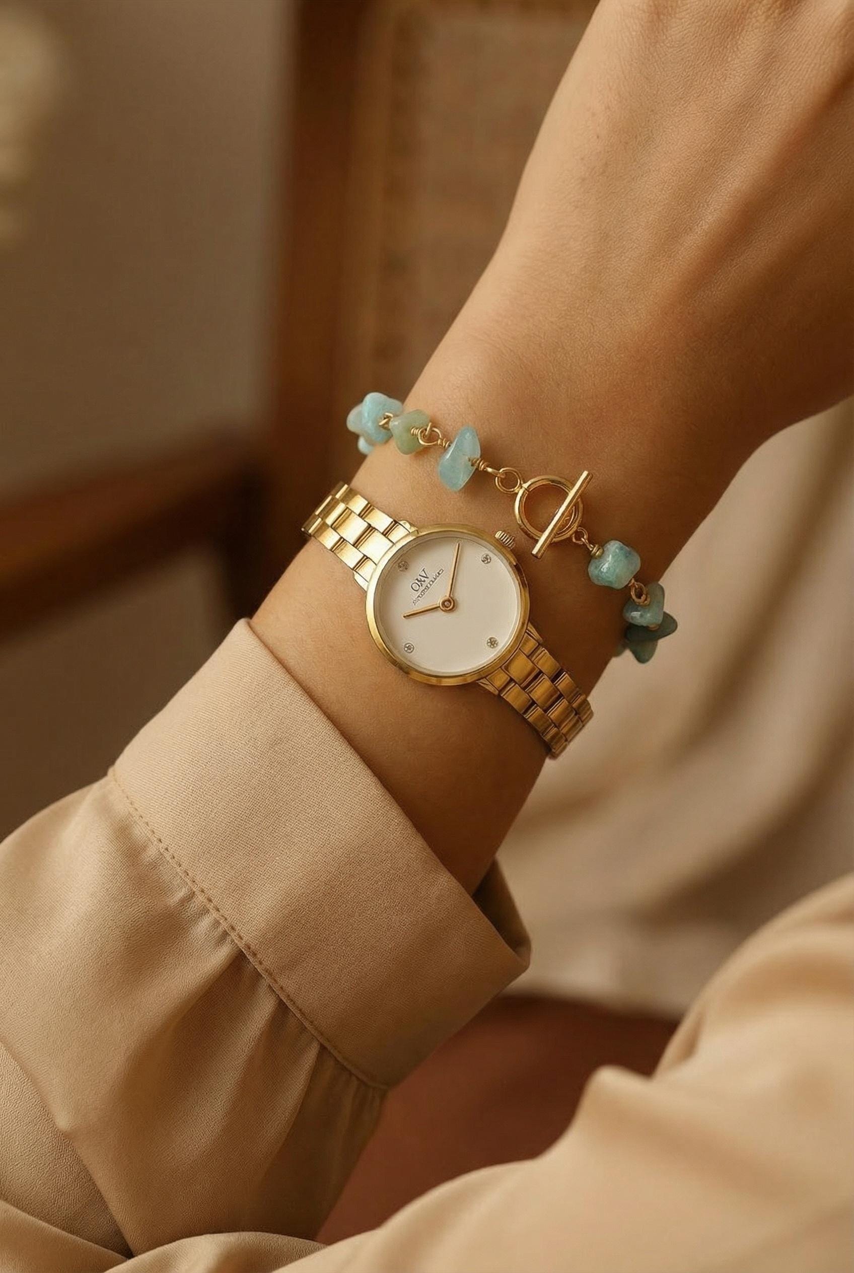 Dainty Amazonite Bracelet, Gold Bracelet, Bracelet Minimalistic, Healing Crystals Bracelet, Stone-Bracelet, Gifts for-Her, for-women