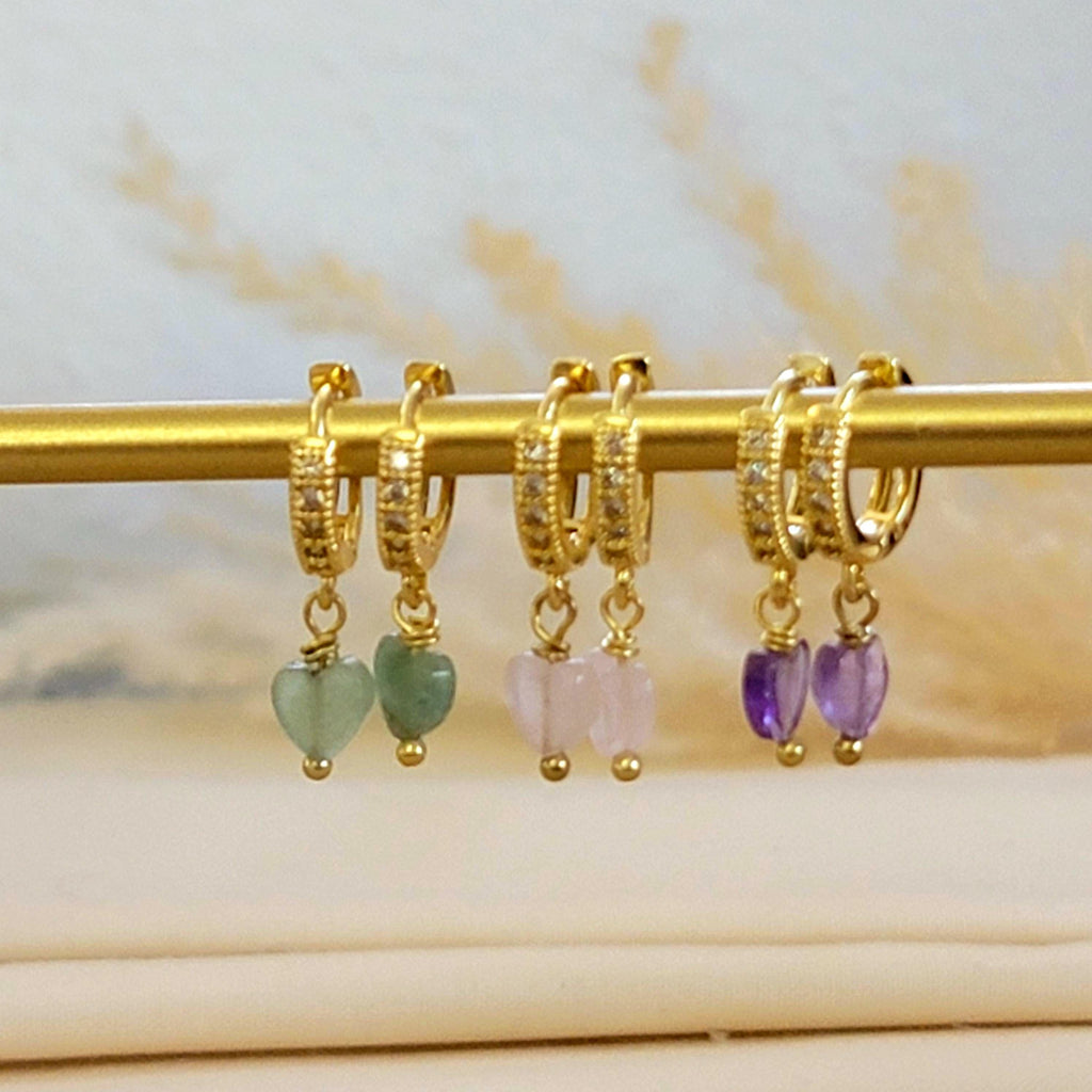 Dainty hoop earrings, Hoop huggies earrings, Minimalistic earrings hoop, Tiny hoop earrings, Birthstone stone earrings, Heart hoop earrings