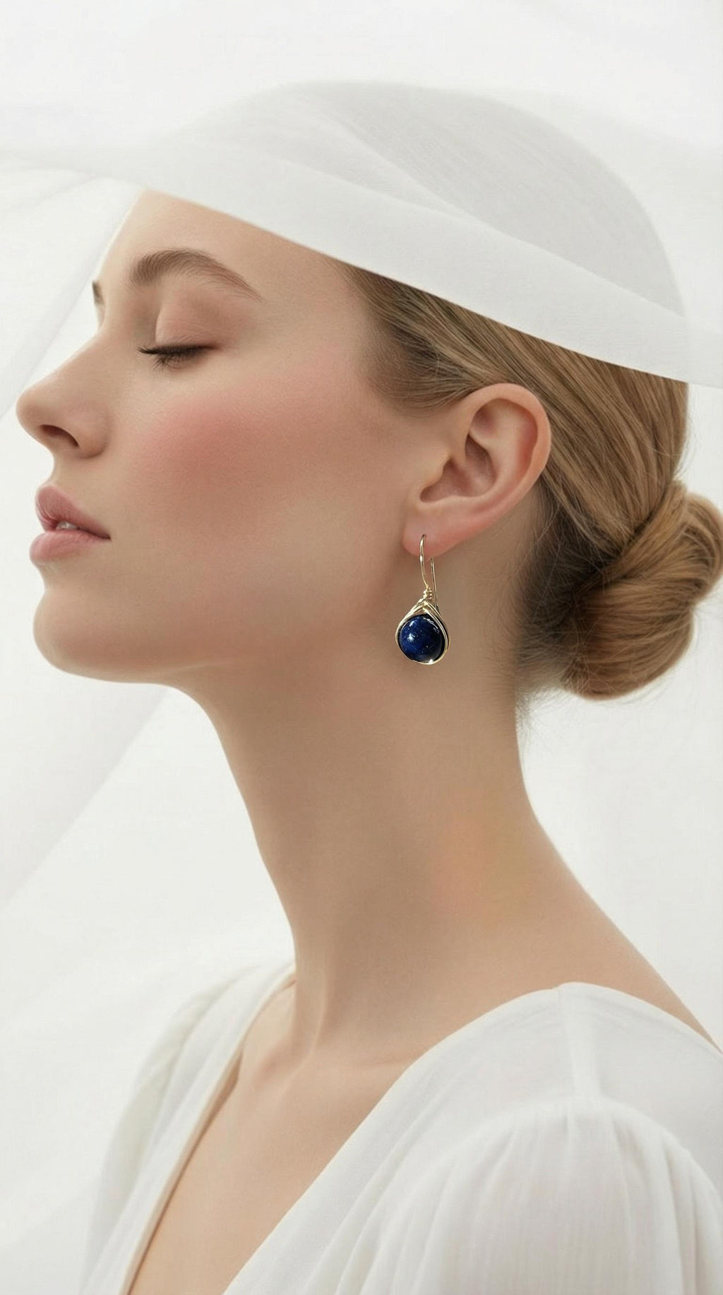 Dainty Lapis Lazuli Drop Earring, Minimalists earrings, Dropping Gold Earrings, Gift for- Her, Wife Gifte, valentine gifte, Gifted mom