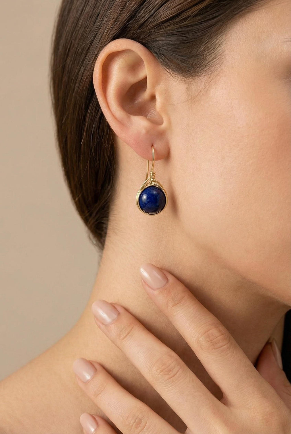 Dainty Lapis Lazuli Drop Earring, Minimalists earrings, Dropping Gold Earrings, Gift for- Her, Wife Gifte, valentine gifte, Gifted mom
