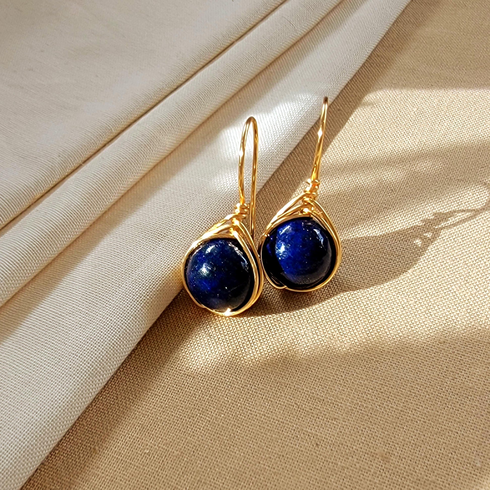 Dainty Lapis Lazuli Drop Earring, Minimalists earrings, Dropping Gold Earrings, Gift for- Her, Wife Gifte, valentine gifte, Gifted mom