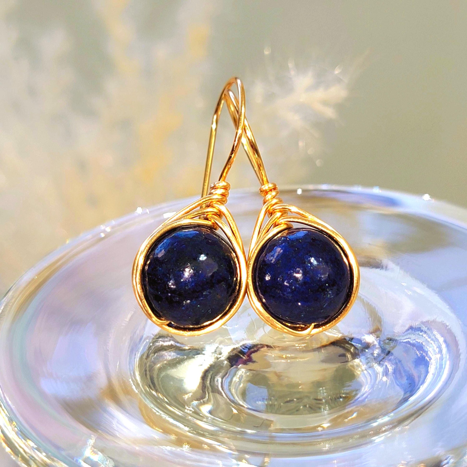 Dainty Lapis Lazuli Drop Earring, Minimalists earrings, Dropping Gold Earrings, Gift for- Her, Wife Gifte, valentine gifte, Gifted mom