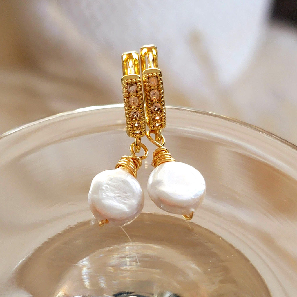 Dainty Pearl hoop earrings, Hoop huggies earrings, Minimalistic earrings hoop Tiny, Maid of honors gift, Gift-for bridal, weddings-giftful