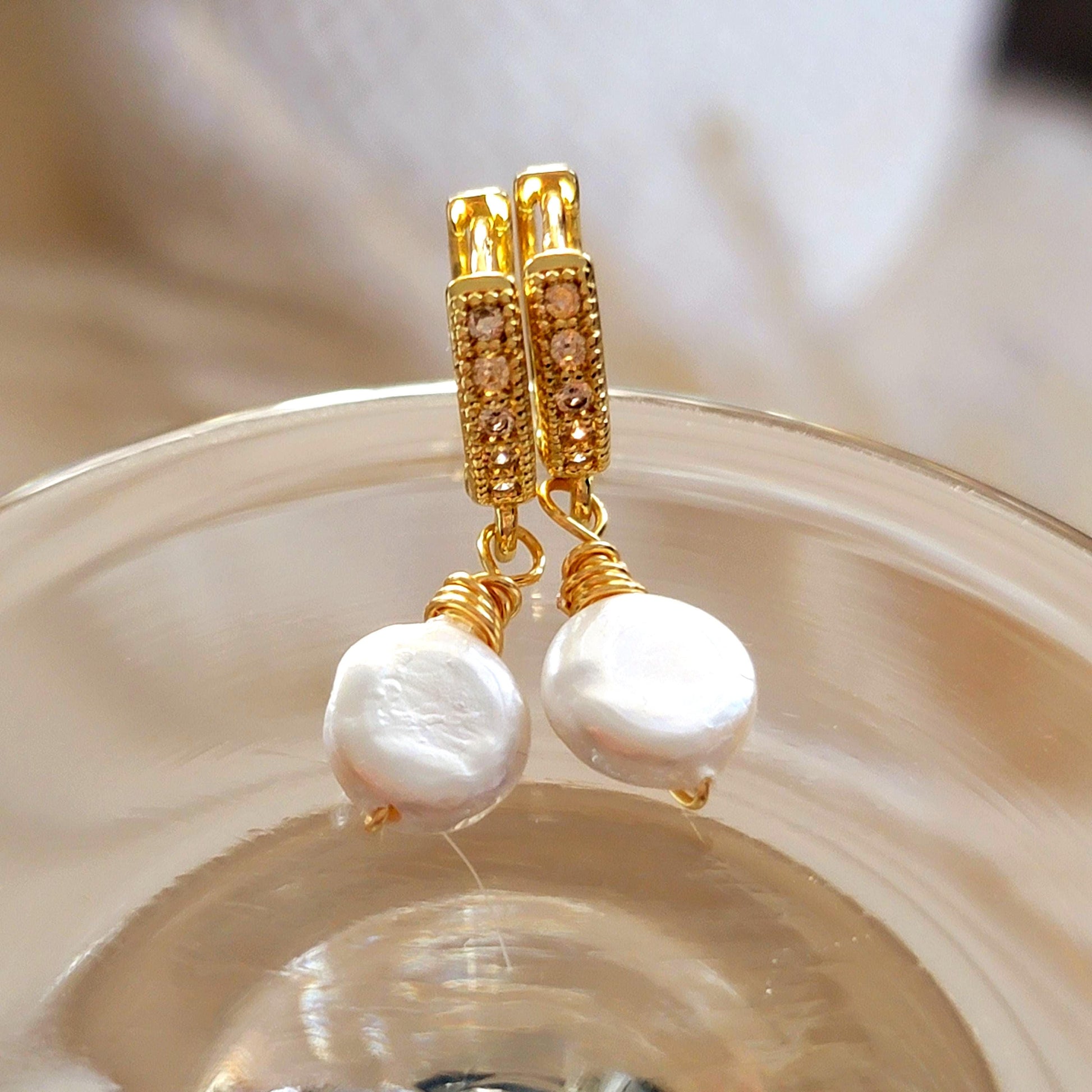 Dainty Pearl hoop earrings, Hoop huggies earrings, Minimalistic earrings hoop Tiny, Maid of honors gift, Gift-for bridal, weddings-giftful