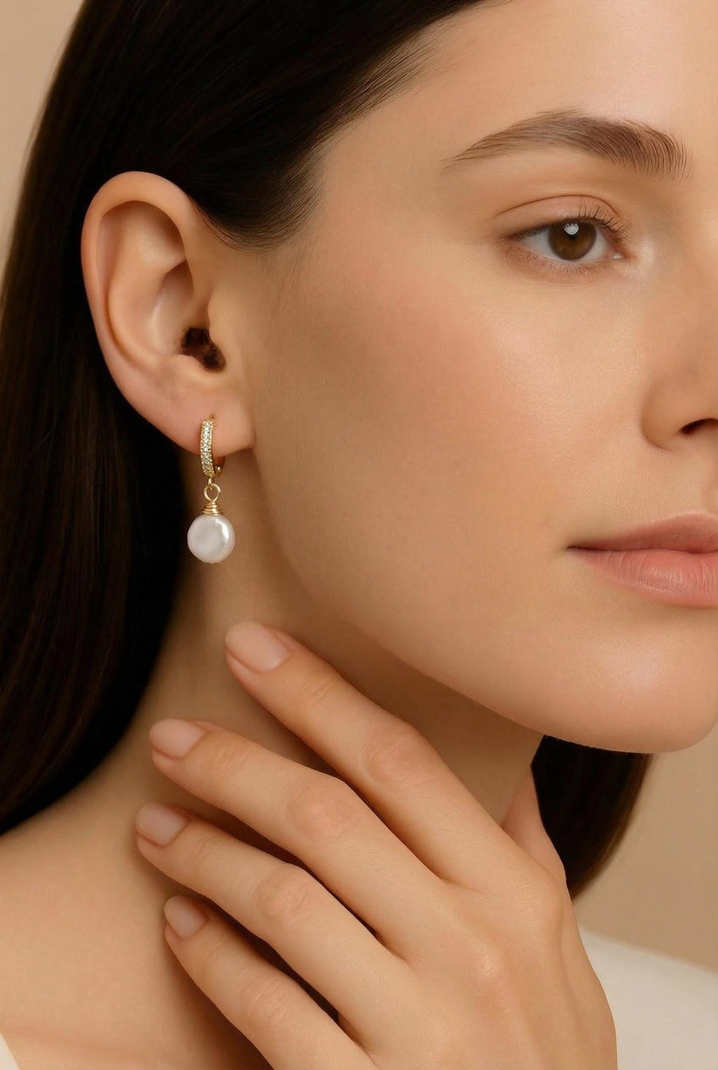 Dainty Pearl hoop earrings, Hoop huggies earrings, Minimalistic earrings hoop Tiny, Maid of honors gift, Gift-for bridal, weddings-giftful