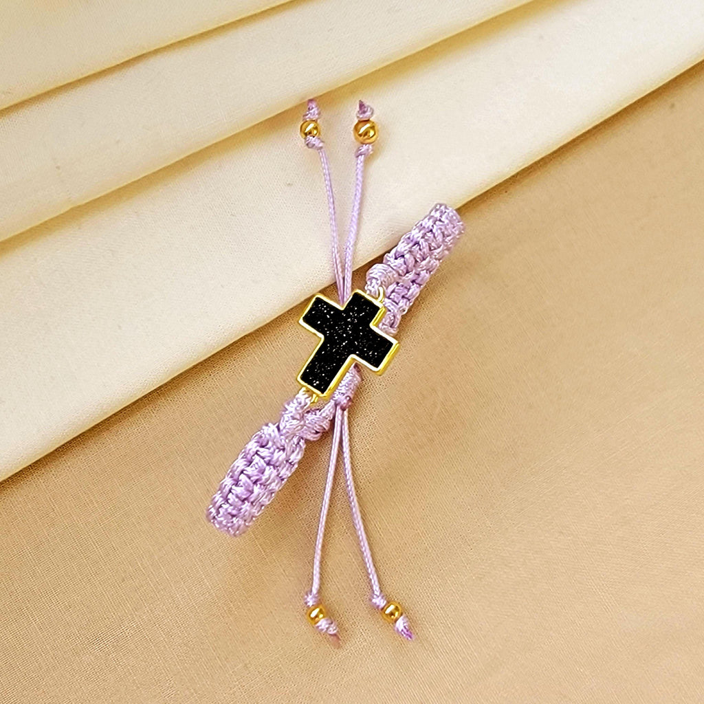 Cross Bracelet Macrame, Dainty Bracelet, Minimalistic Bracelet, Cords bracelet, cross charm bracelet, Baptism Bracelet, First communion