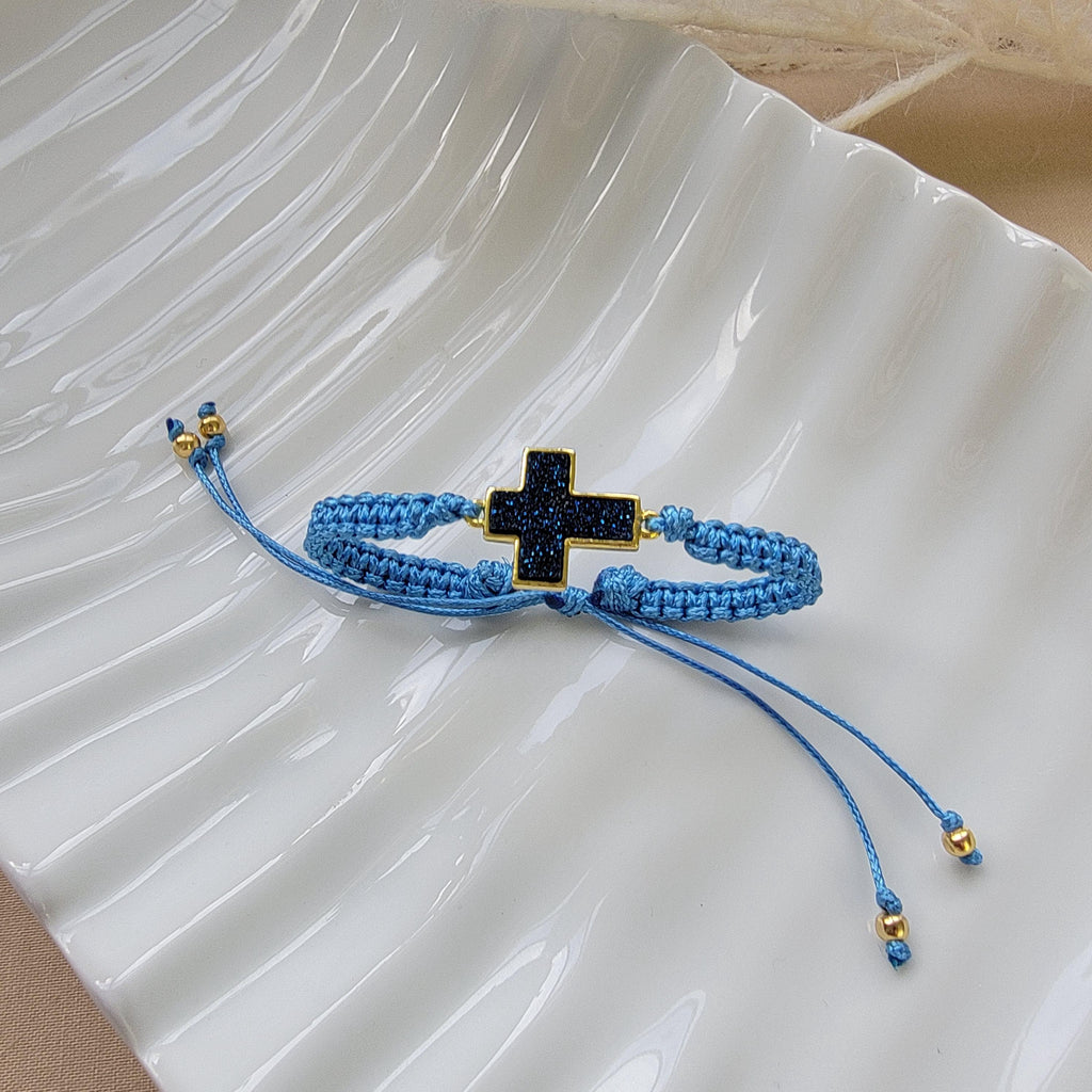 Cross Bracelet Macrame, Dainty Bracelet, Minimalistic Bracelet, Cords bracelet, cross charm bracelet, Baptism Bracelet, First communion