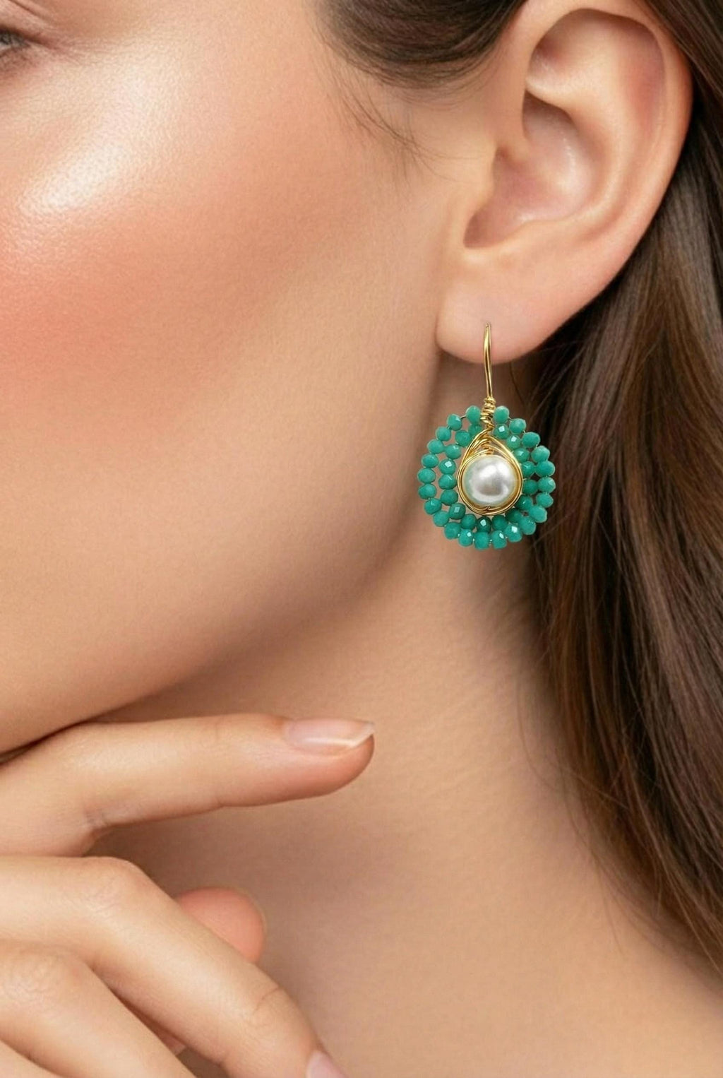 Dainty Drop Mint Pearl Earrings, Large pearl earrings, Dropping earrings, Pearl earrings wedding, Maid of honor Giftful, Gifts for-her