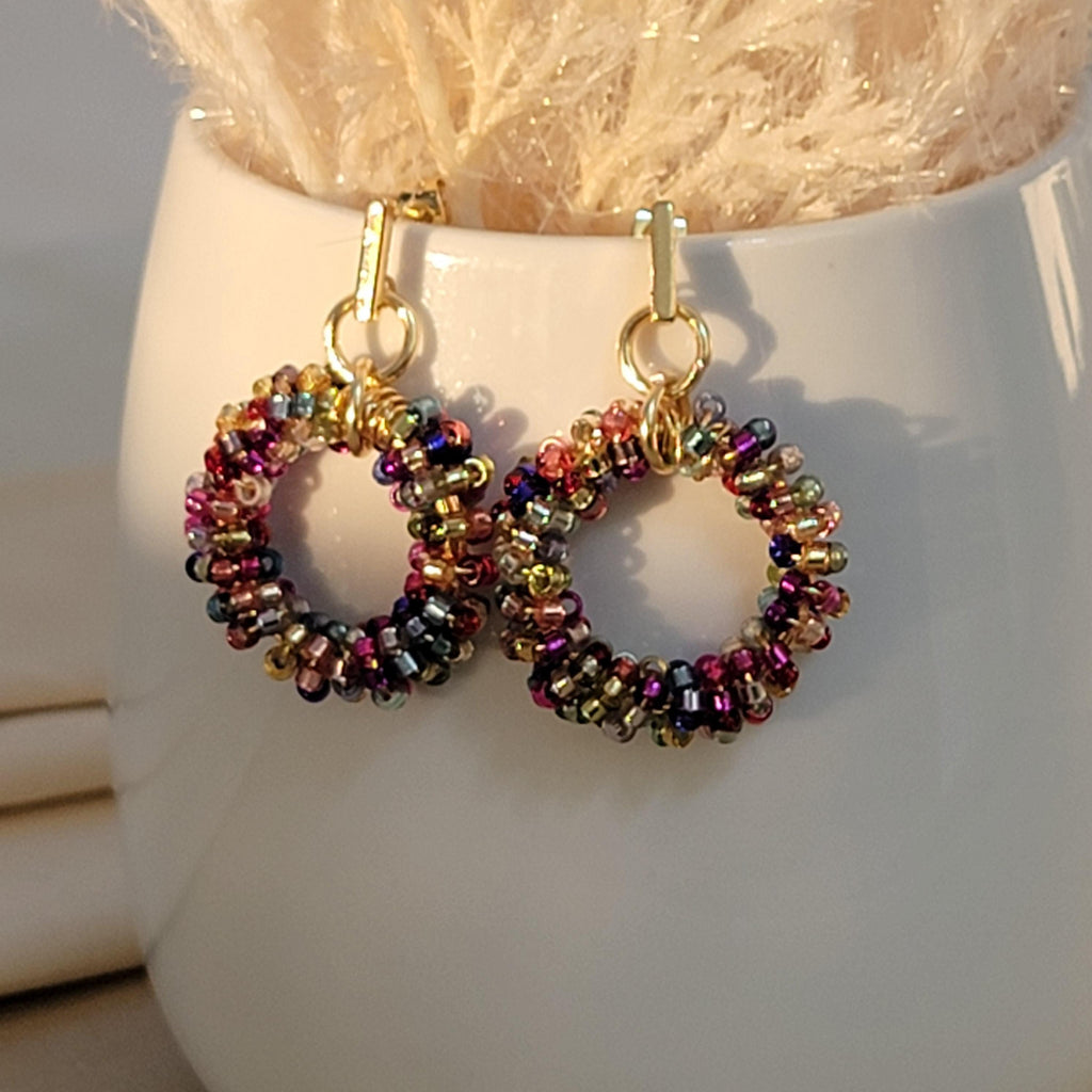 Dainty Hoop Bead Earrings, Bridal Earrings bride, Dropping earrings, Earrings Bridesmaid Gifts, Maid of honor Giftful, Gifts for-her,Wife