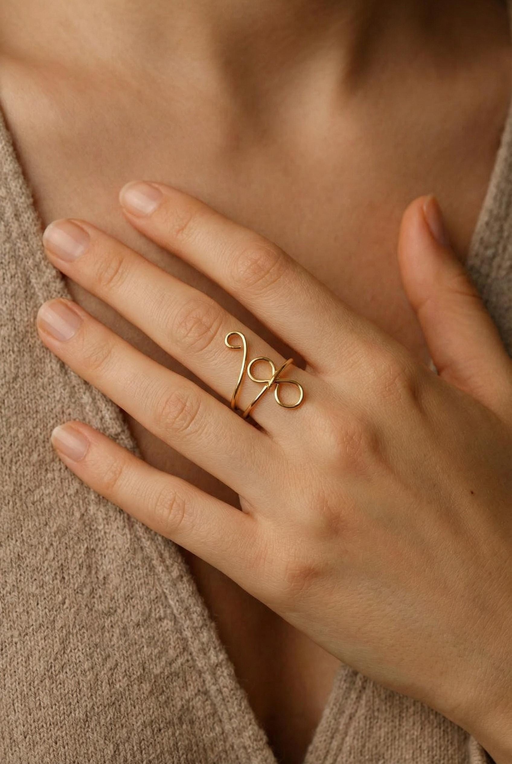 Dainty Infinity Rings, Thin Gold Ring, Ring wired, Wired Wrapped Rings, Infinity Promise Ring, Thin Infinity Ring, Infinity Knot Midi ring,
