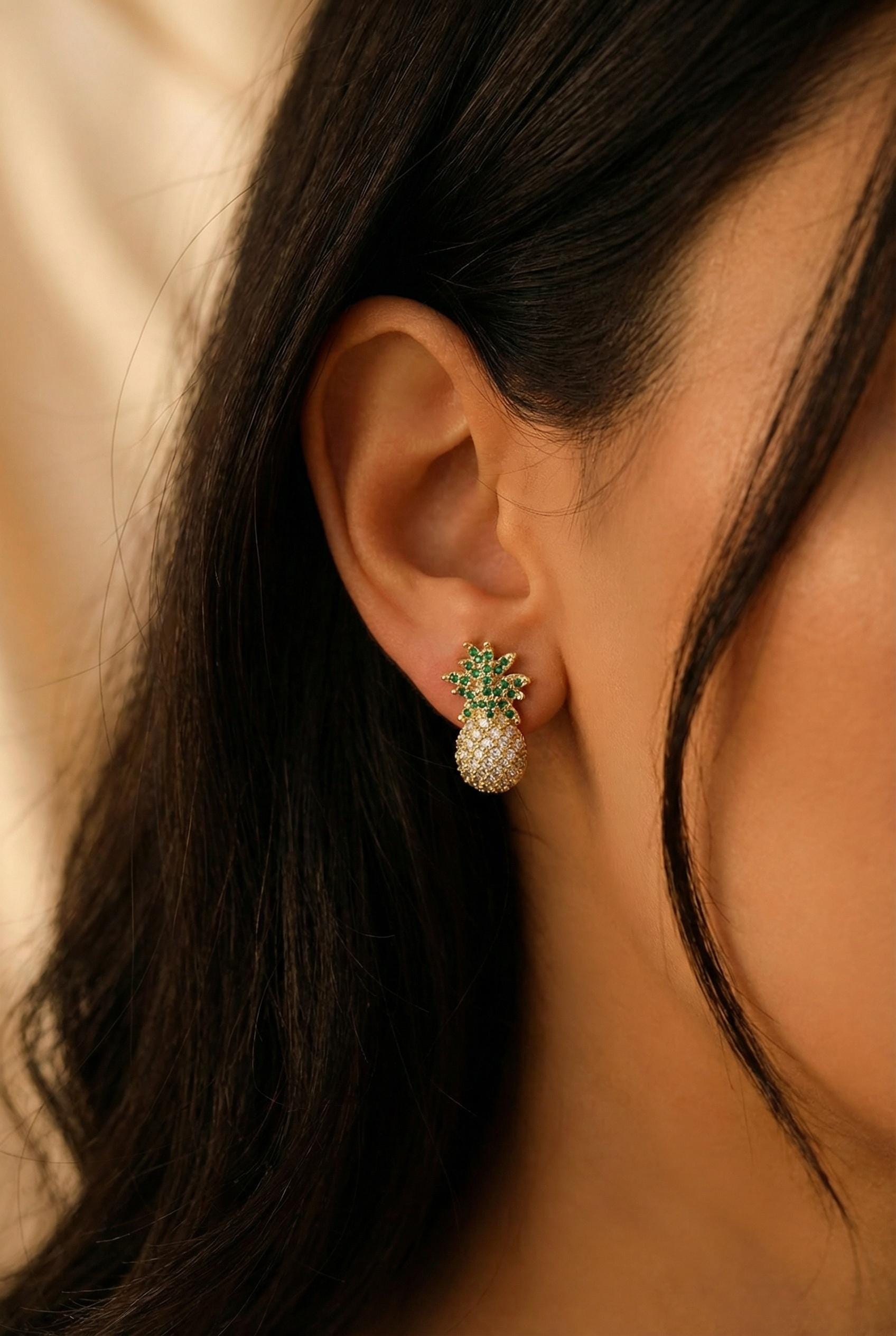 Dainty Pineapple Stud Earrings, Fruits earring, Tiny Earring Stud, Mini tiny minimalist, Small earrings, Gifts for-Her, Wife gift, women