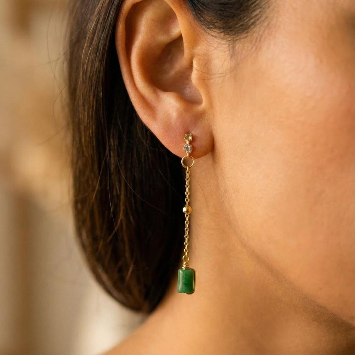 Emerald Chain Earrings