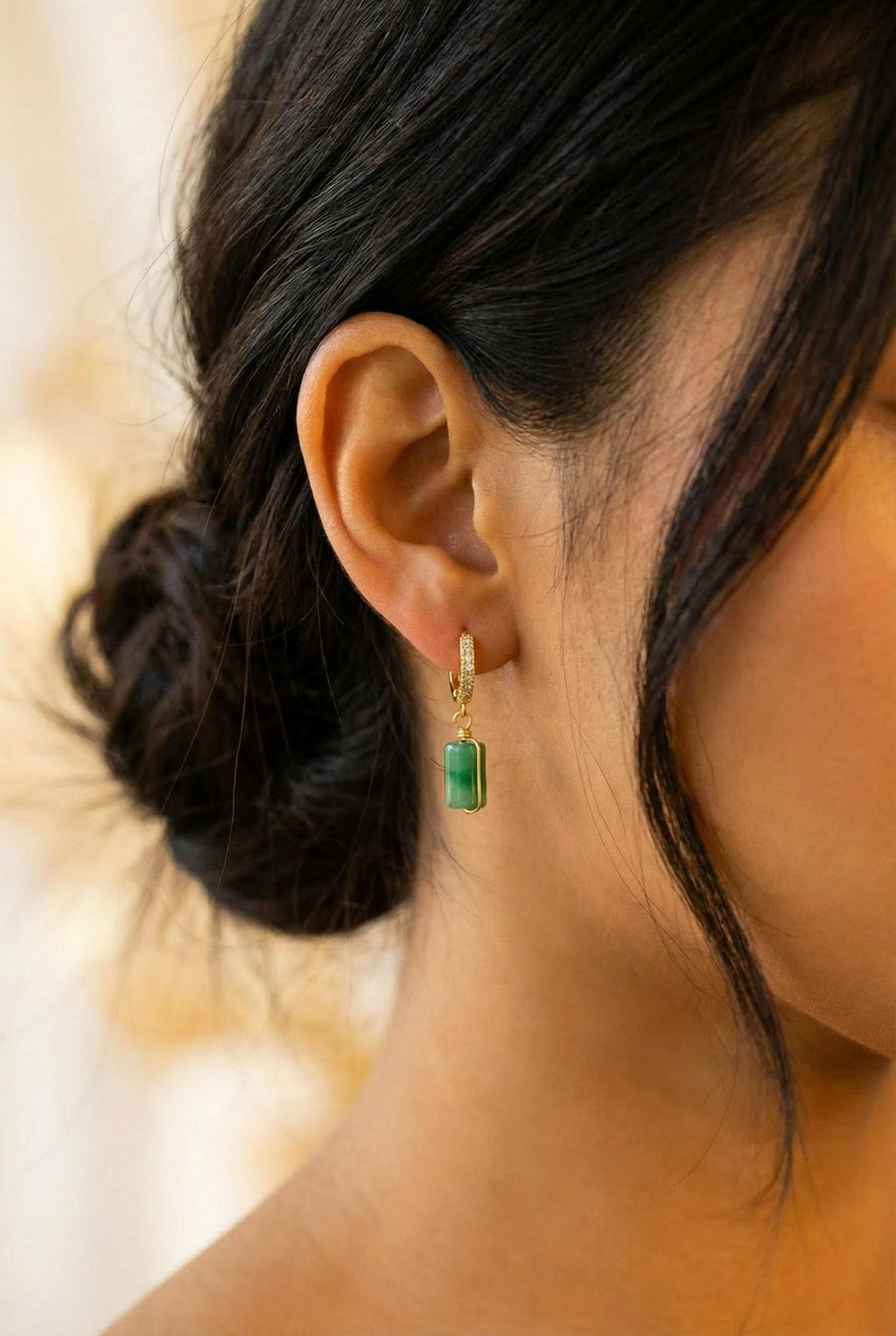 Natural Emerald Earrings, Emerald Huggies, Stacking Earrings, Gemstone Drop Earrings, Emerald Huggie Hoop Earrings, May Birthstone Hoops