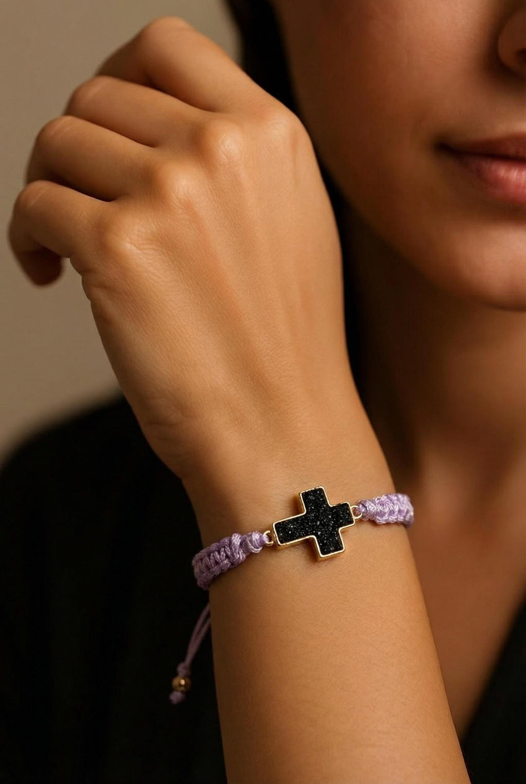Cross Bracelet Macrame, Dainty Bracelet, Minimalistic Bracelet, Cords bracelet, cross charm bracelet, Baptism Bracelet, First communion