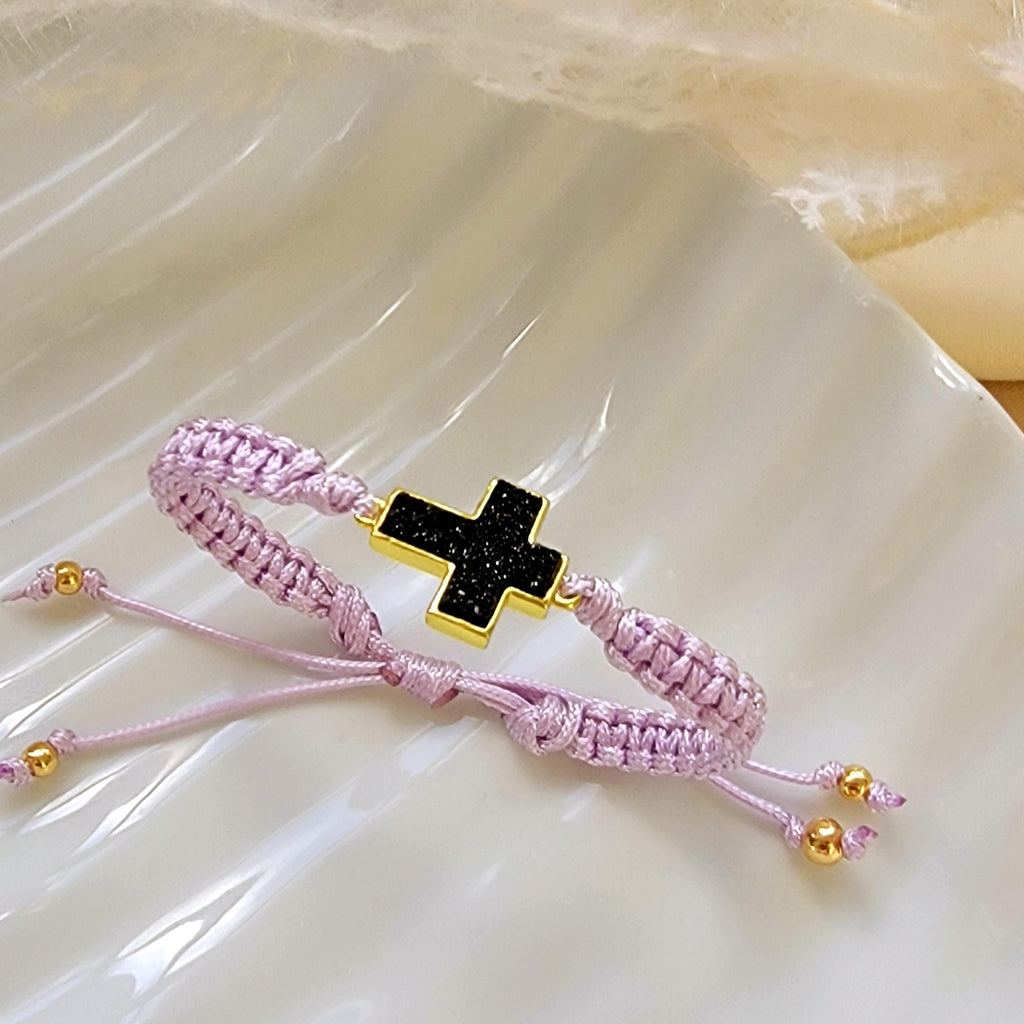 Cross Bracelet Macrame, Dainty Bracelet, Minimalistic Bracelet, Cords bracelet, cross charm bracelet, Baptism Bracelet, First communion