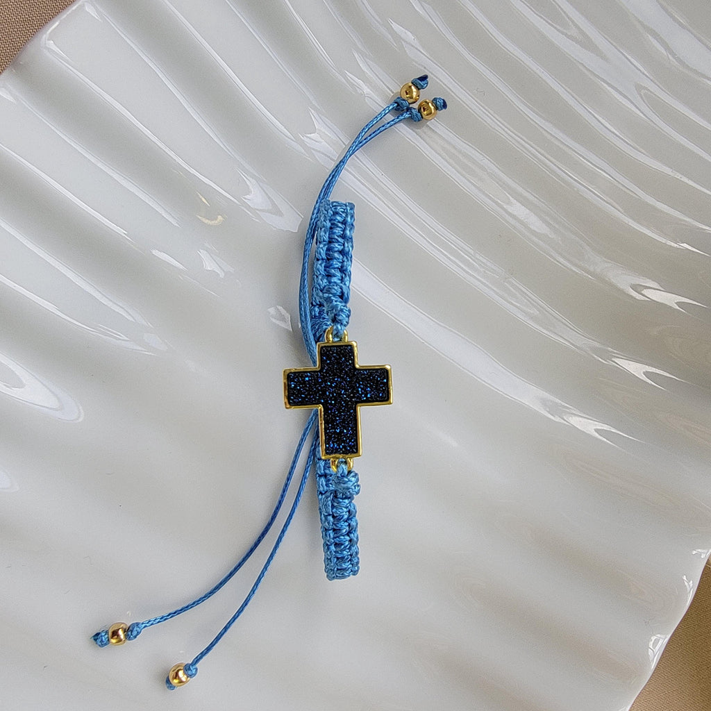Cross Bracelet Macrame, Dainty Bracelet, Minimalistic Bracelet, Cords bracelet, cross charm bracelet, Baptism Bracelet, First communion