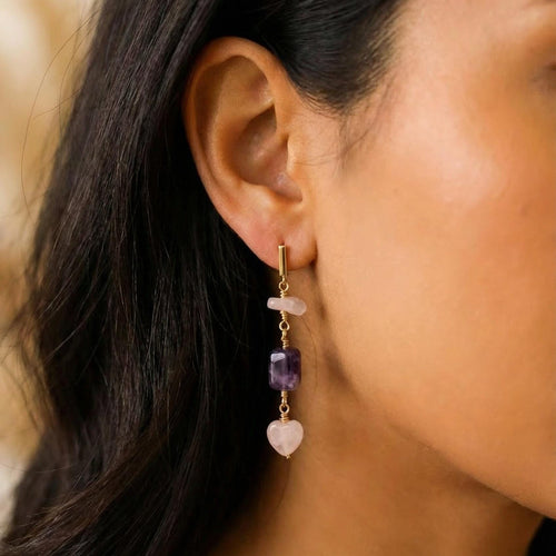 Amethyst & Rose Quartz Earring